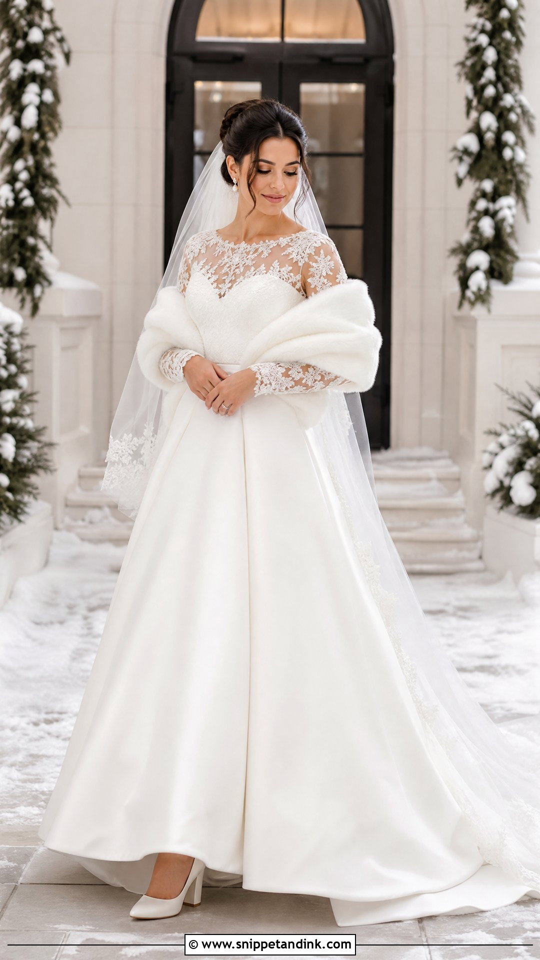 Winter Wedding Dress with Mesh Sleeves - Snippet and Ink - 20 Wedding Dress with Mesh Sleeves