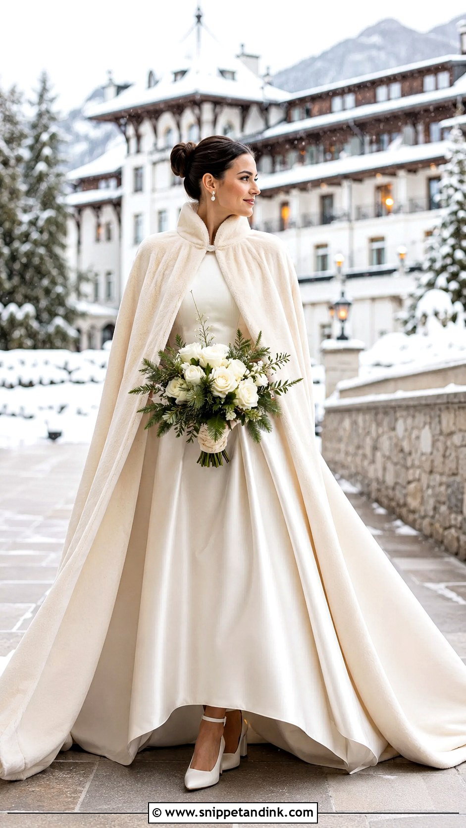 Winter Wedding Gown With Velvet Cape - Snippet and Ink - 20 Wedding Gown with Cape Ideas