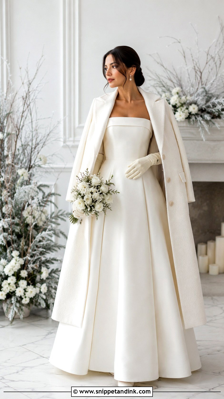 Winter Wedding Gown With Velvet Gloves - Snippet and Ink - 25 Wedding Gown with Gloves Ideas