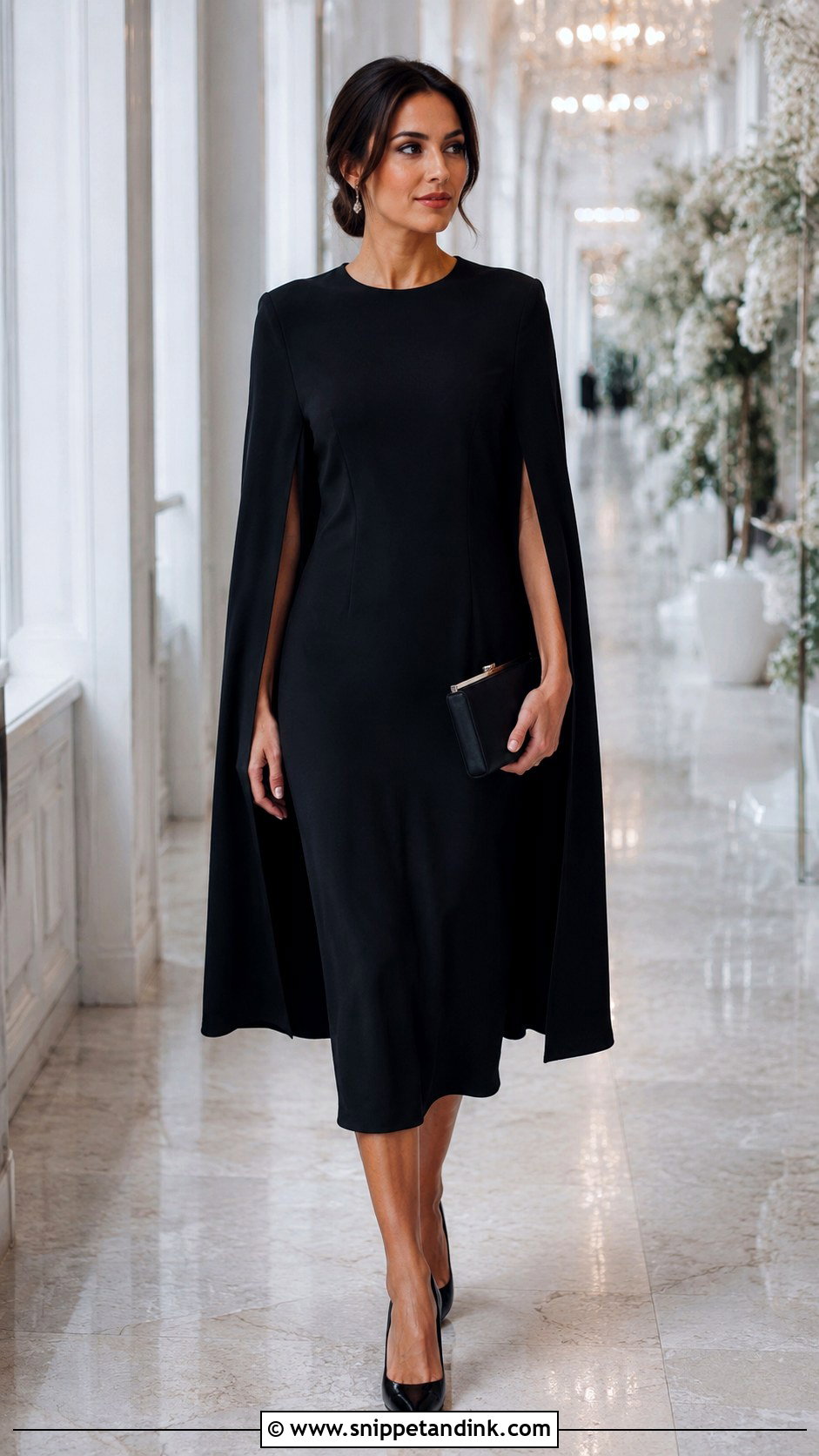 Winter Wedding Outfit With Cape Dress - Snippet and Ink - 25 Winter Wedding Outfits for Women