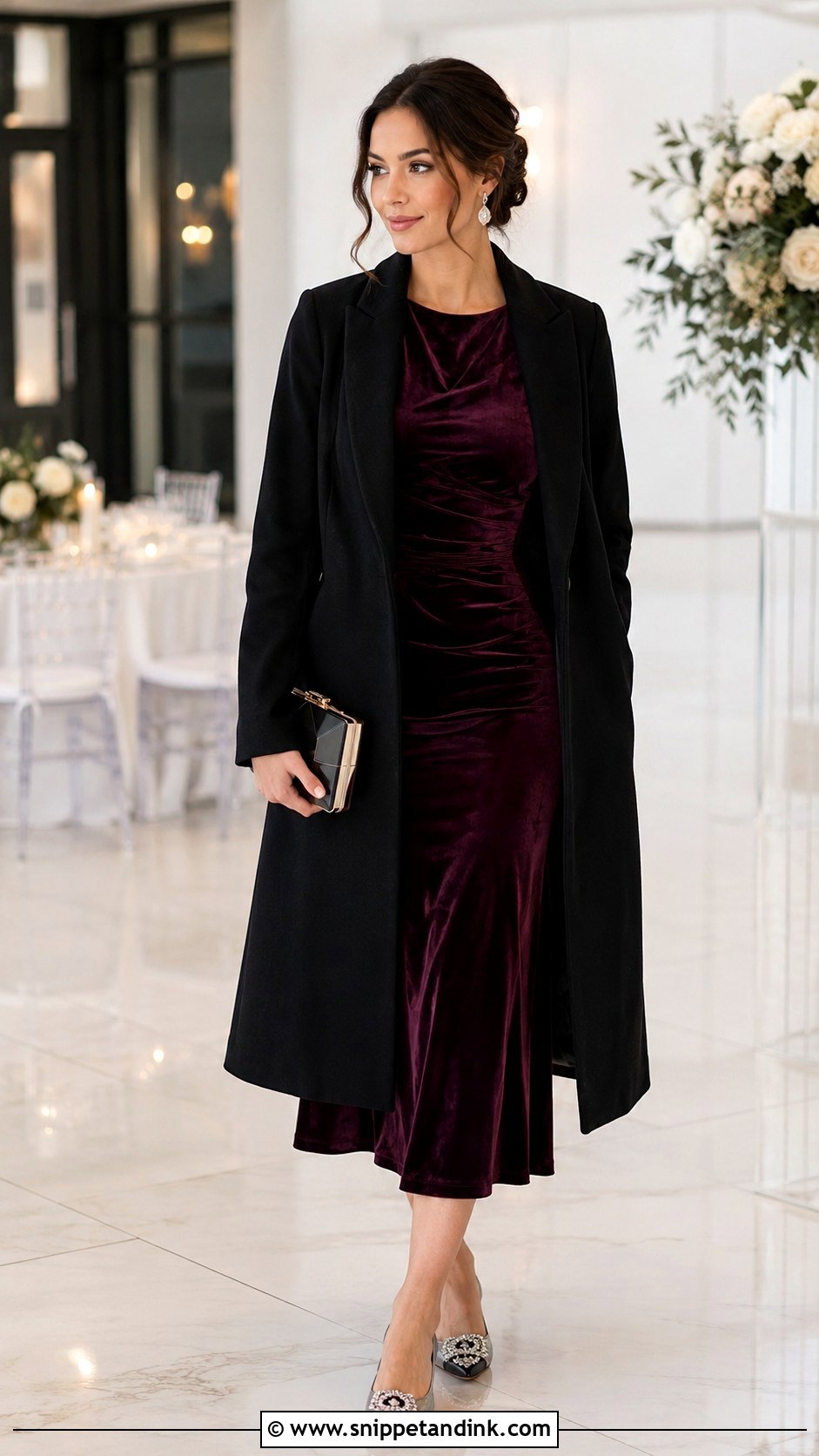 Winter Wedding Outfit With Dressy Flats - Snippet and Ink - 30 Winter Wedding Outfits