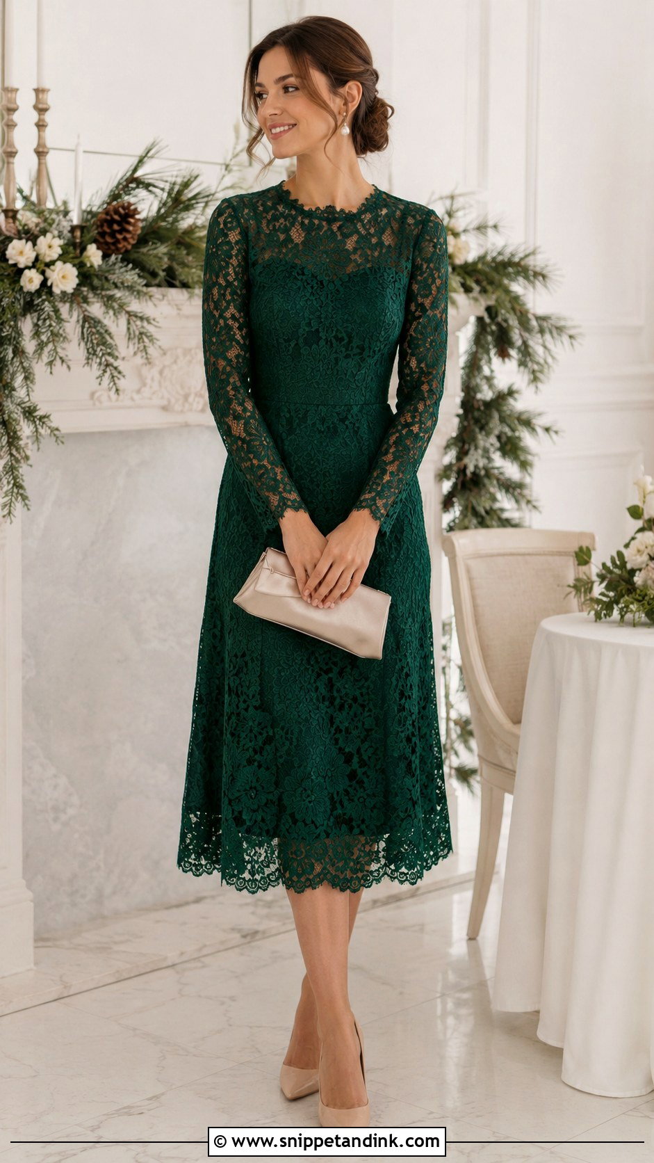 Winter Wedding Outfit With Lace Dress - Snippet and Ink - 25 Winter Wedding Outfits for Women