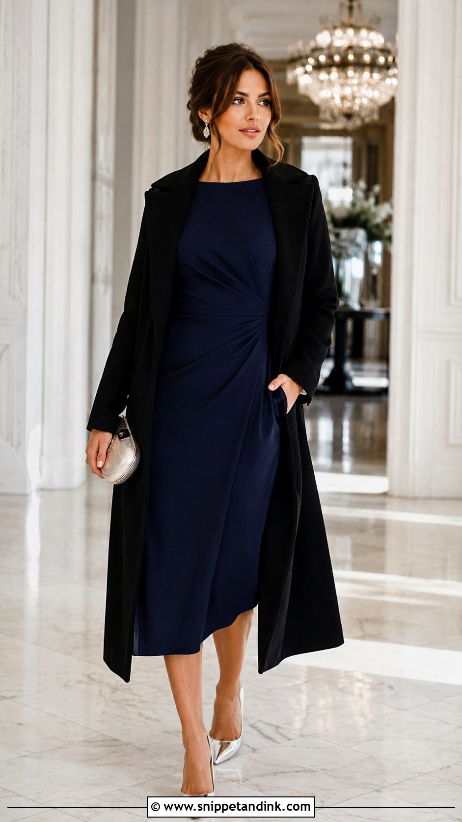 Winter Wedding Outfit With Metallic Heels - Snippet and Ink - 25 Winter Wedding Outfits for Women
