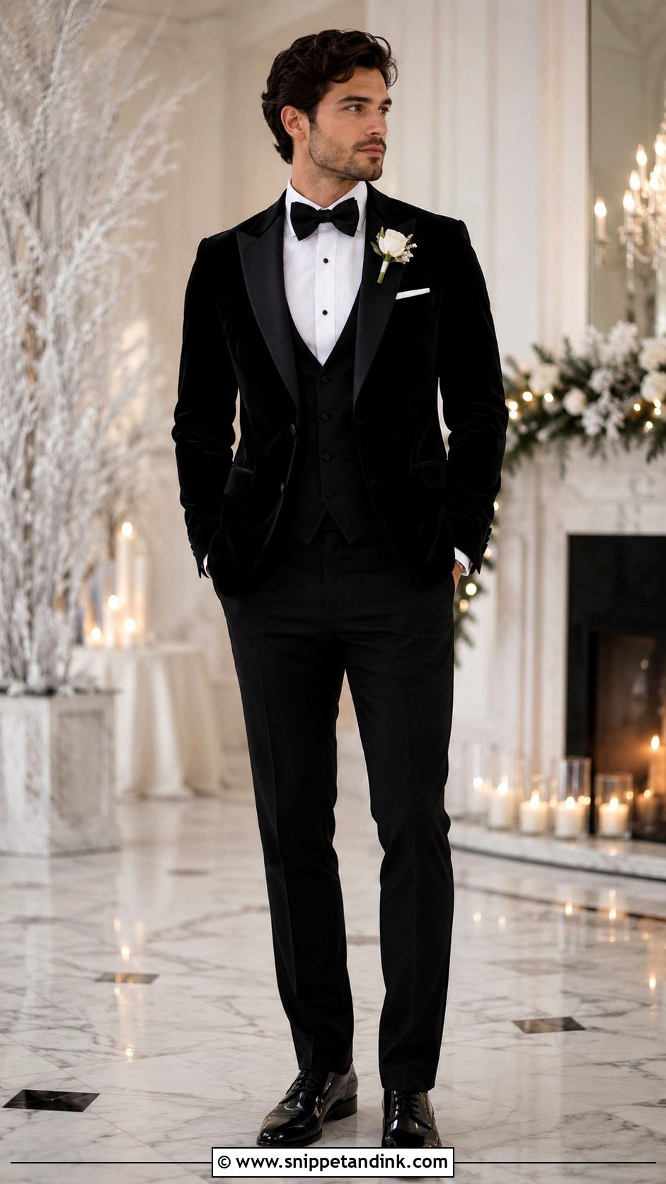 Winter Wedding Tuxedo Look - Snippet and Ink - 30 Tuxedo Wedding Ideas