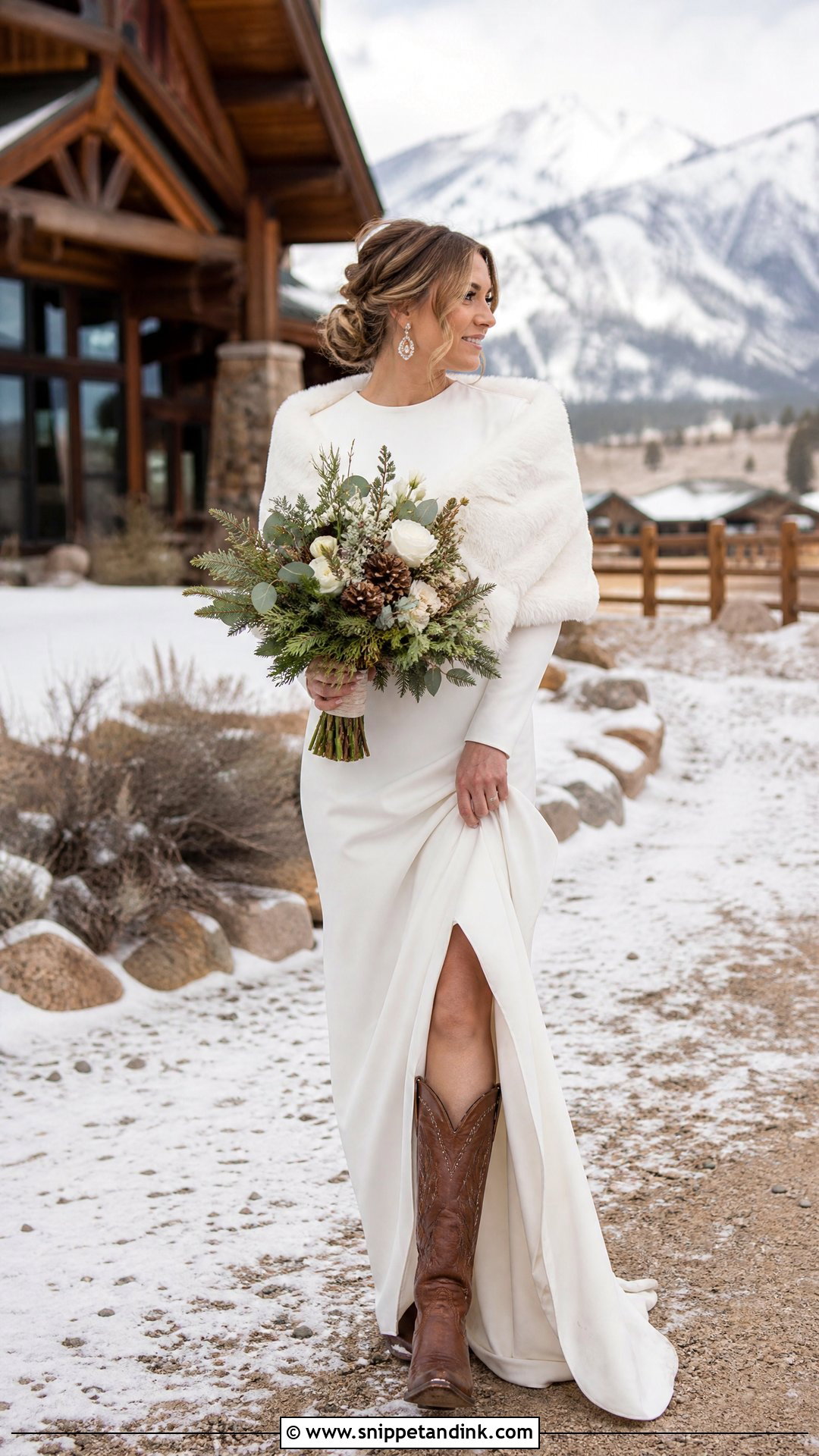 Winter Western Wedding Dress With Leather Cowboy Boots - Snippet and Ink - 20 Western Wedding Dresses with Boots