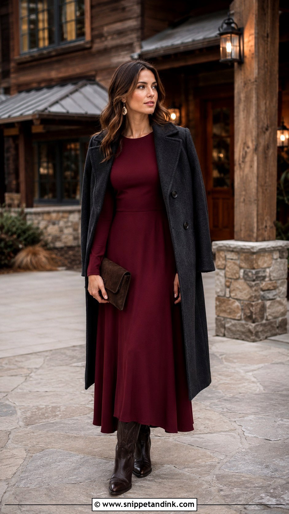 Winter Western Wedding Long Sleeve Dress - Snippet and Ink - 20 Western Wedding Attire Ideas