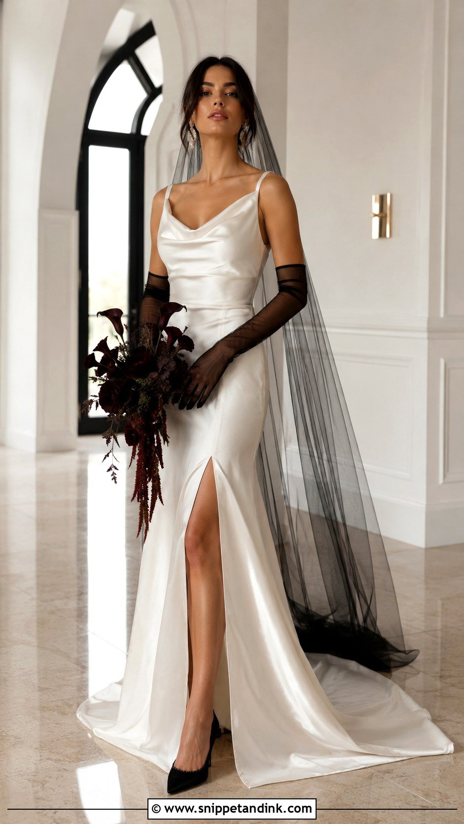 Witchy Wedding Dress With Black Gloves - Snippet and Ink - 30 Witchy Wedding Dress Ideas