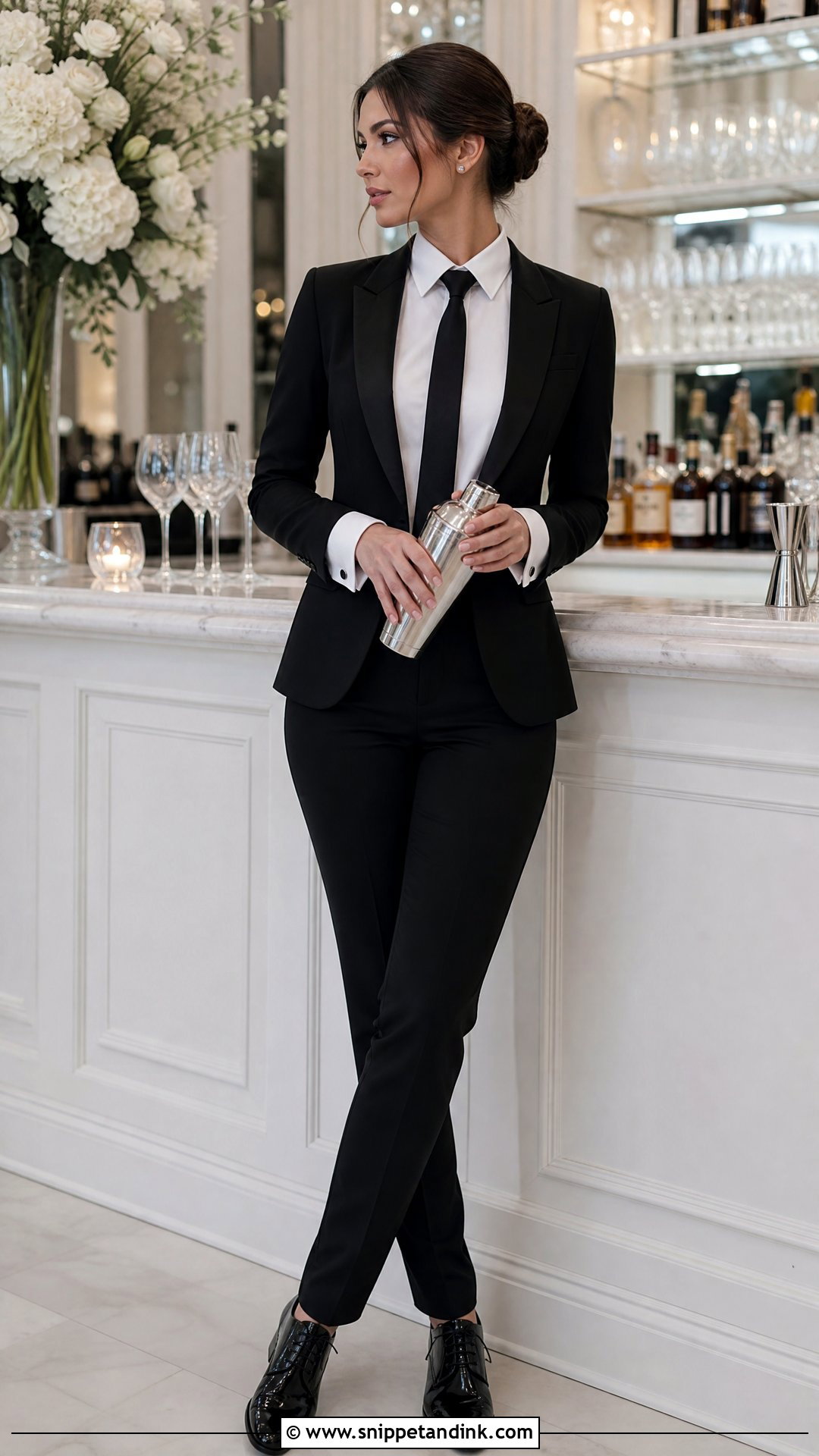 Womens Tuxedo Wedding Bartender Outfit - Snippet and Ink - 20 Wedding Bartender Outfit Ideas