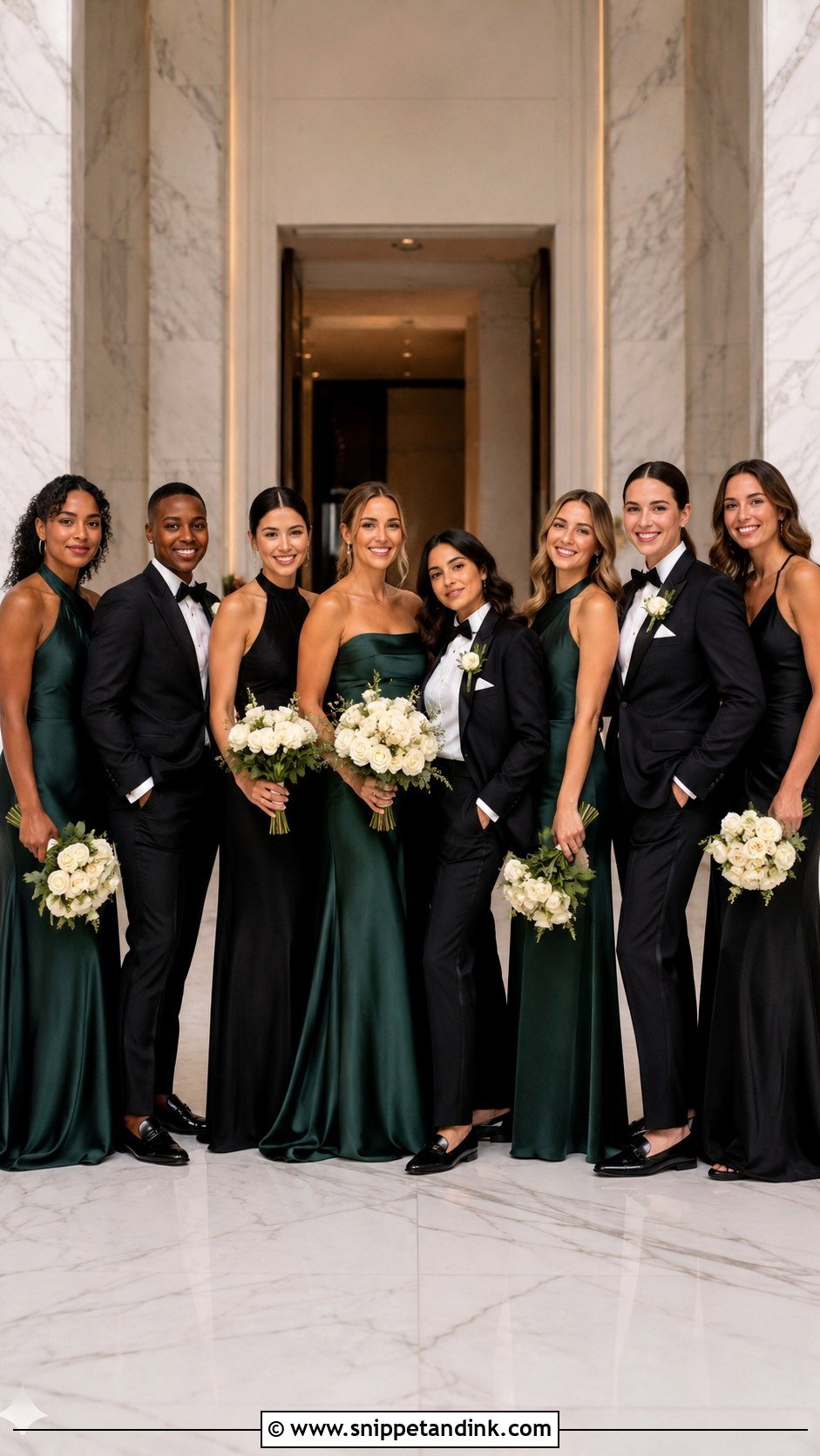 Womens Tuxedo and Gown Black Tie Bridal Party - Snippet and Ink - 20 Black Tie Bridal Party Ideas