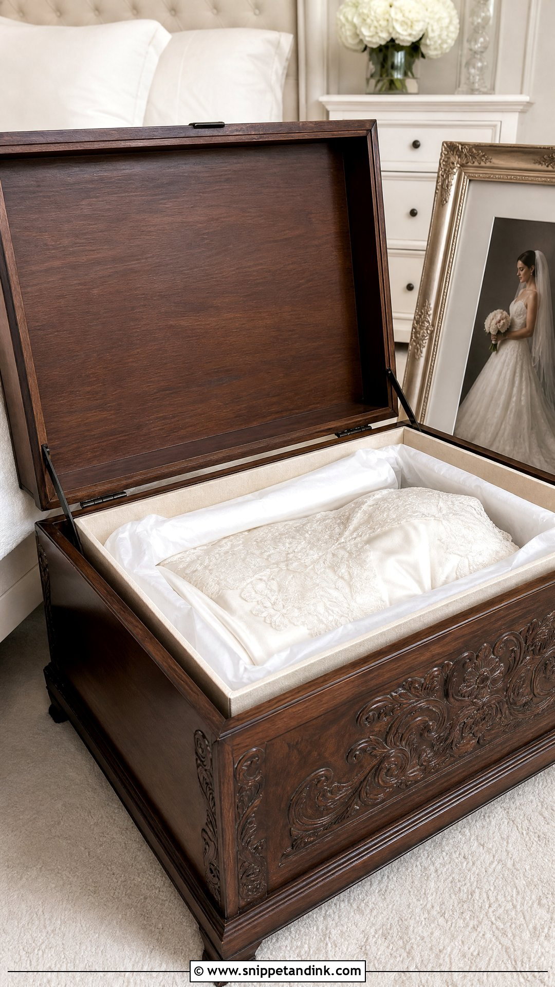 Wooden Wedding Dress Keepsake Box - Snippet and Ink - 20 Wedding Dress Box Ideas