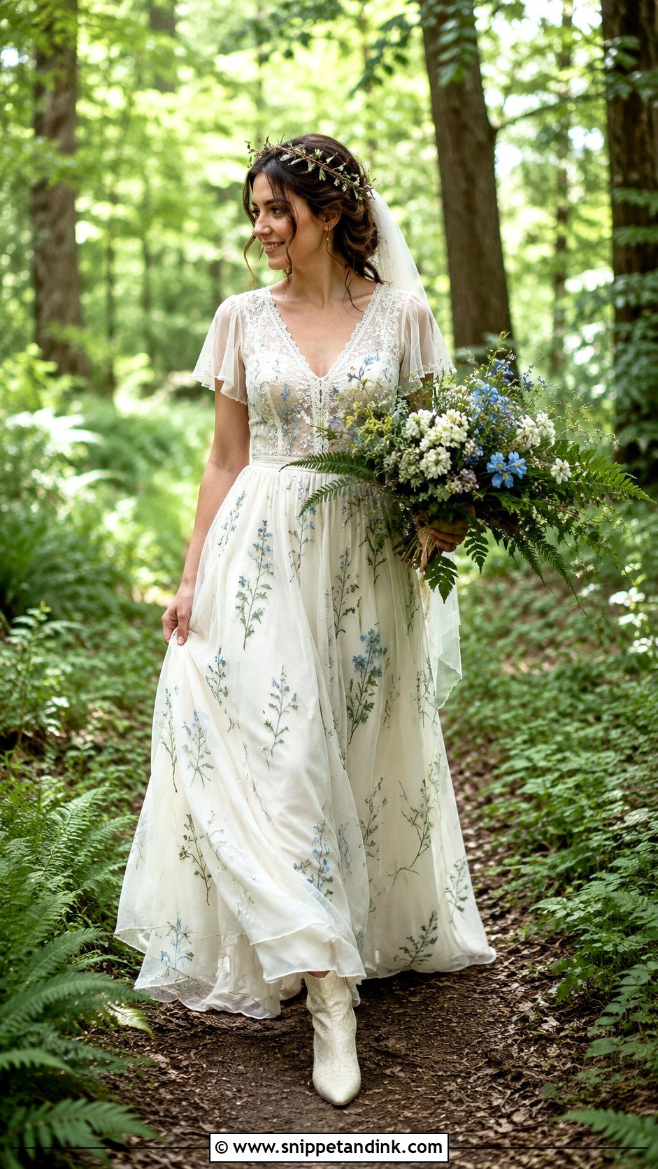 Woodland Alice in Wonderland Wedding Dress - Snippet and Ink - 20 Alice in Wonderland Wedding Dress Ideas