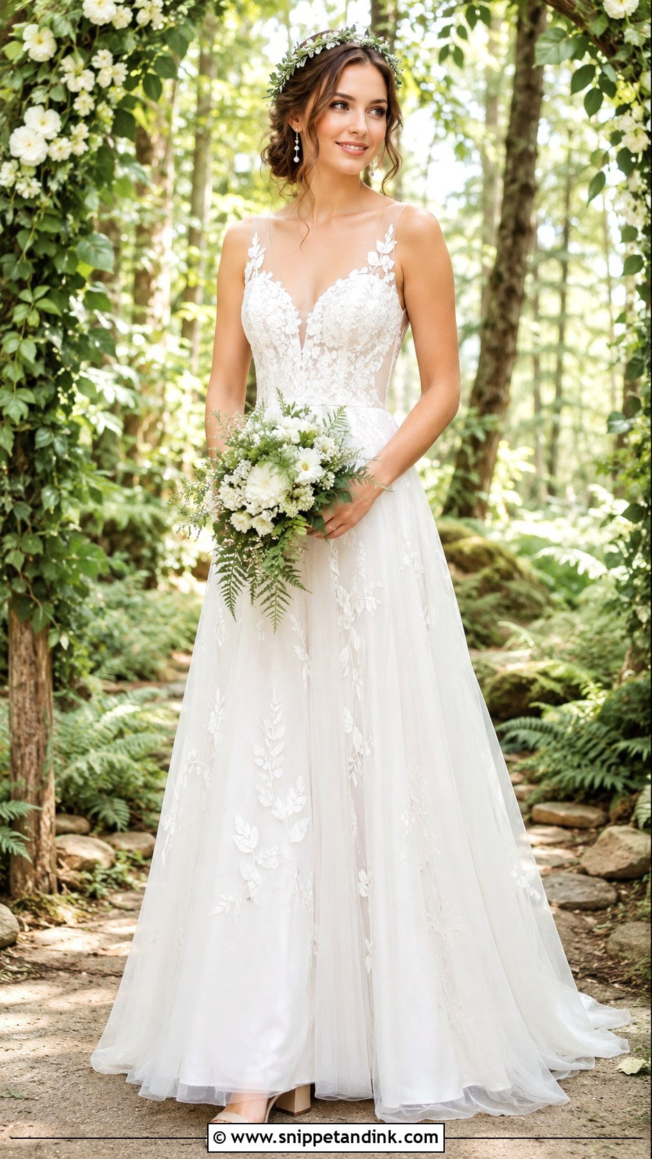 Woodland Fairy A Line Wedding Dress - Snippet and Ink - 30 Woodland Fairy Wedding Dress Ideas