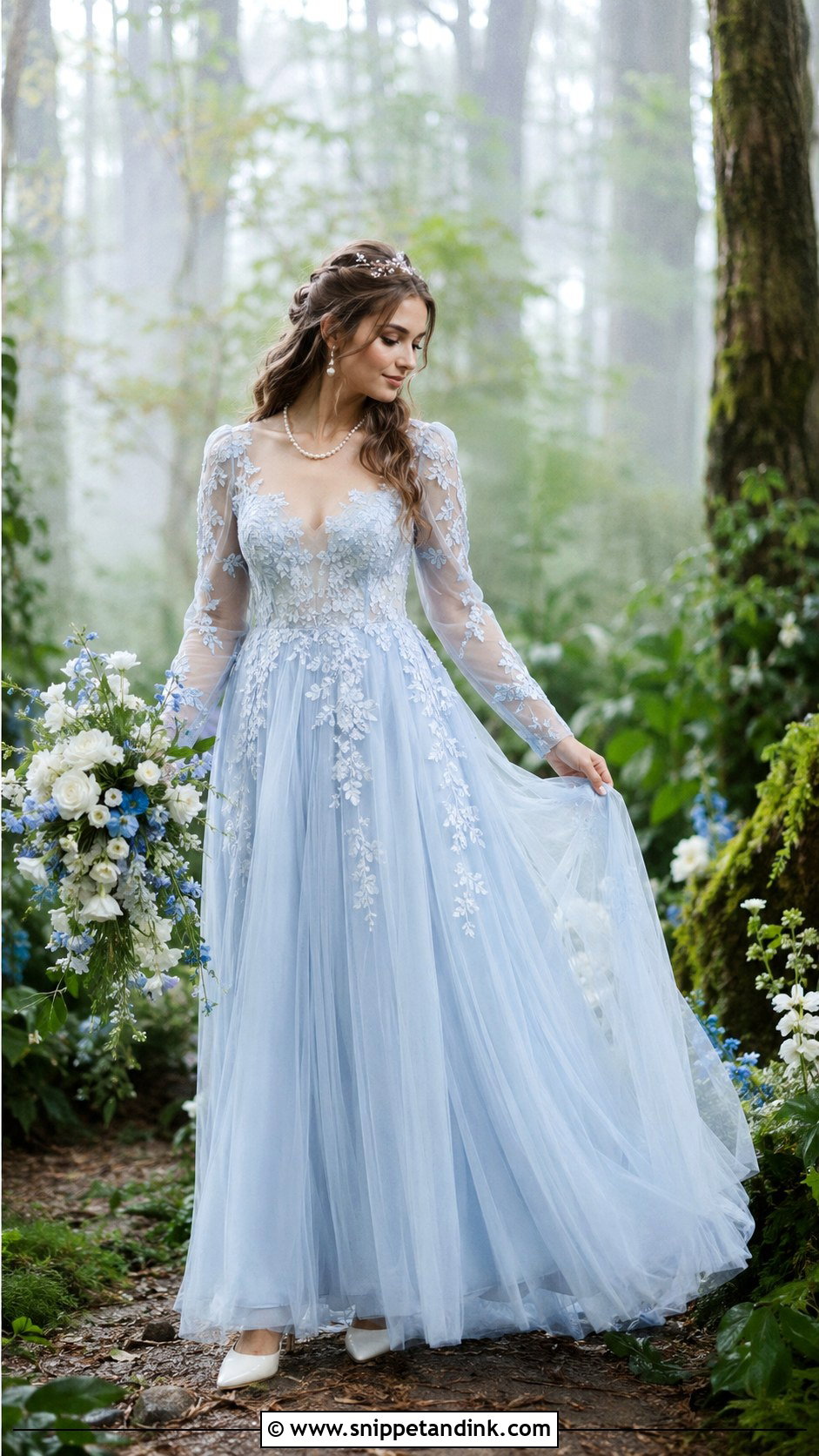 Woodland Fairy Blue Wedding Dress - Snippet and Ink - 30 Woodland Fairy Wedding Dress Ideas