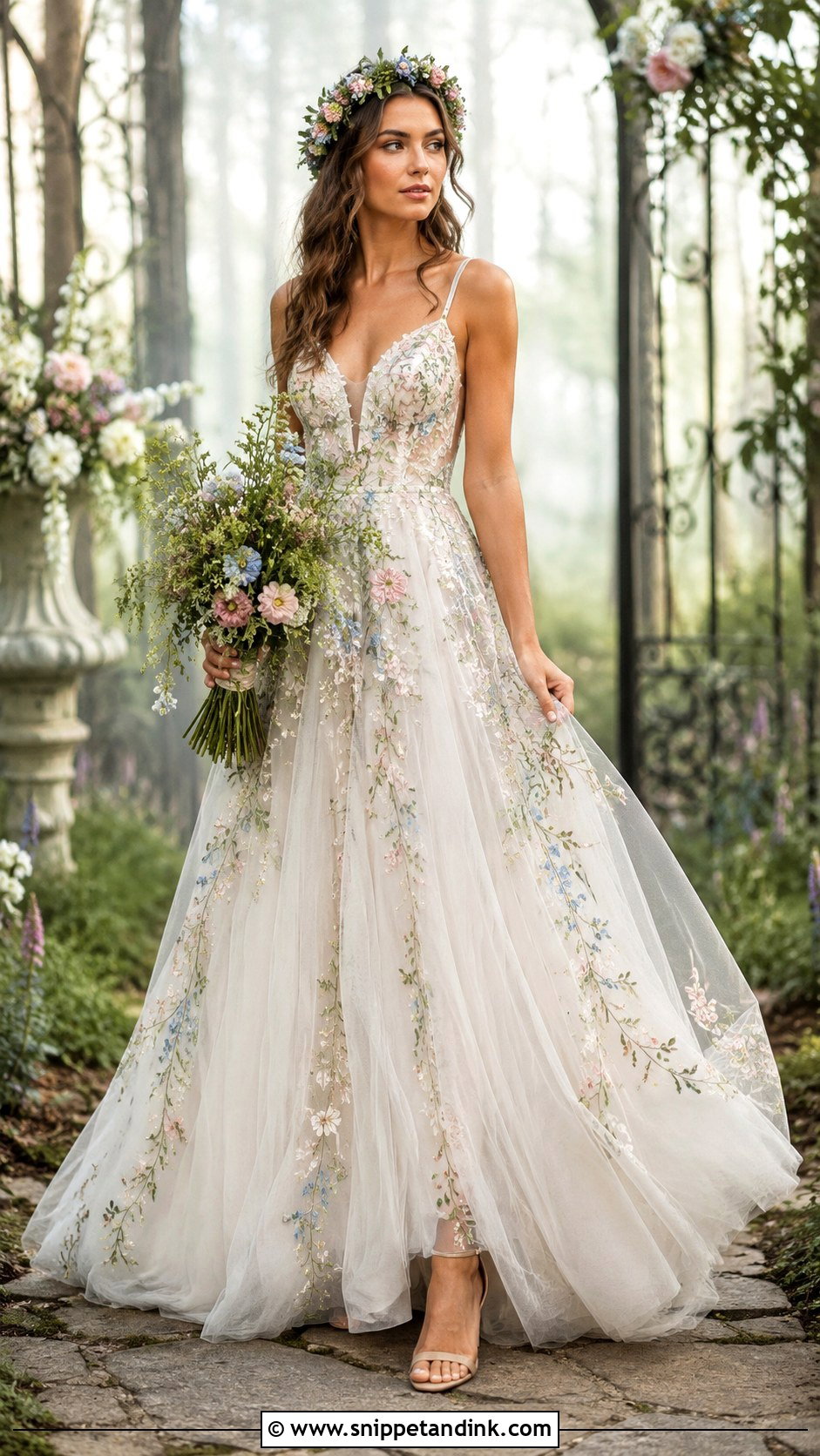 Woodland Fairy Floral Wedding Dress - Snippet and Ink - 30 Woodland Fairy Wedding Dress Ideas