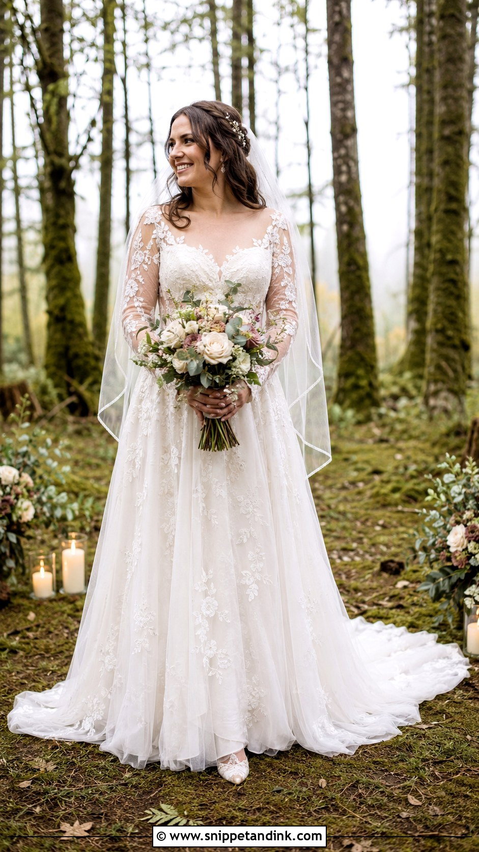 Woodland Fairy Long Sleeve Wedding Dress - Snippet and Ink - 30 Woodland Fairy Wedding Dress Ideas