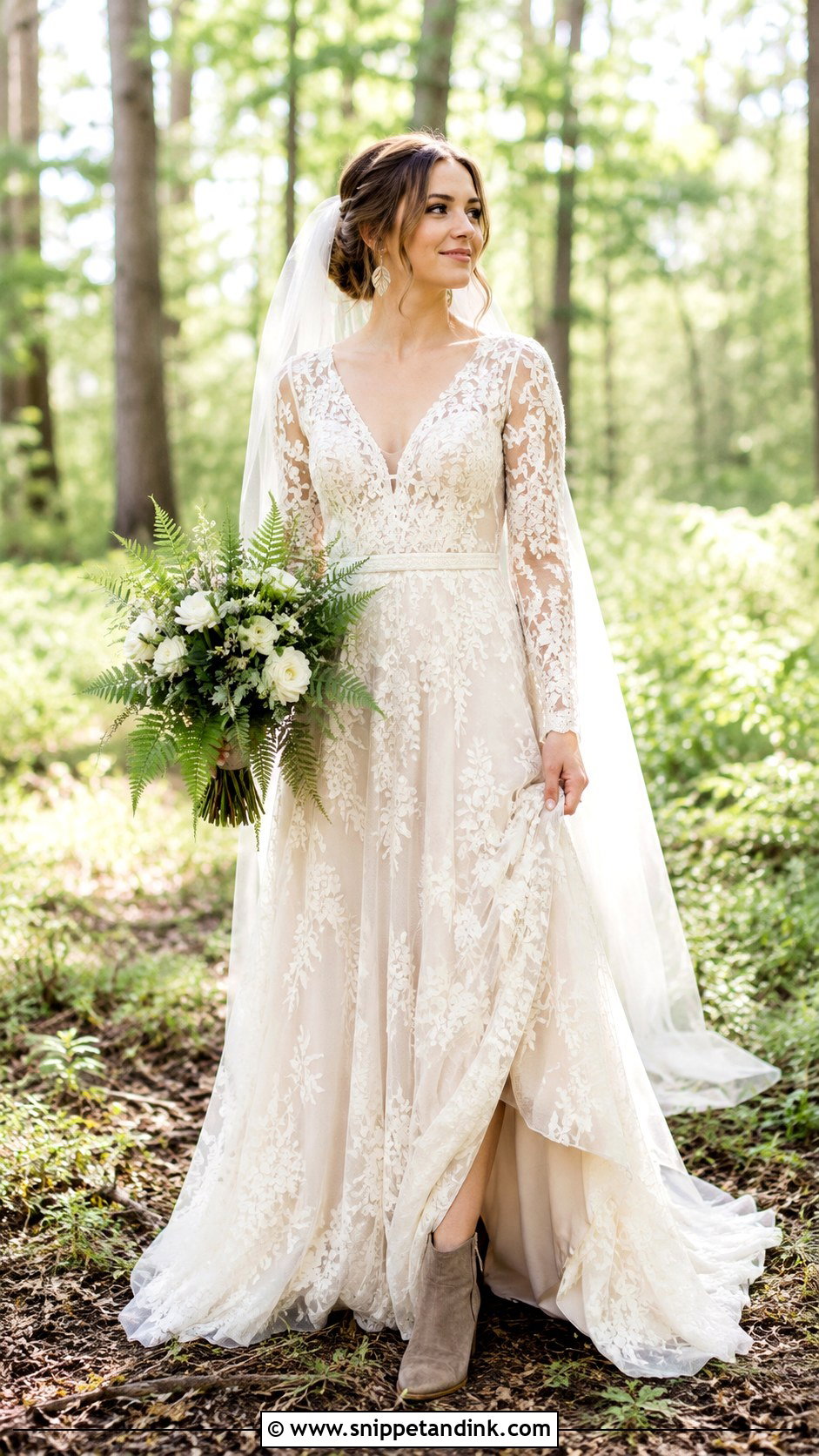 Woodland Wedding Dress With Boots - Snippet and Ink - 20 Natural Wedding Dress Ideas