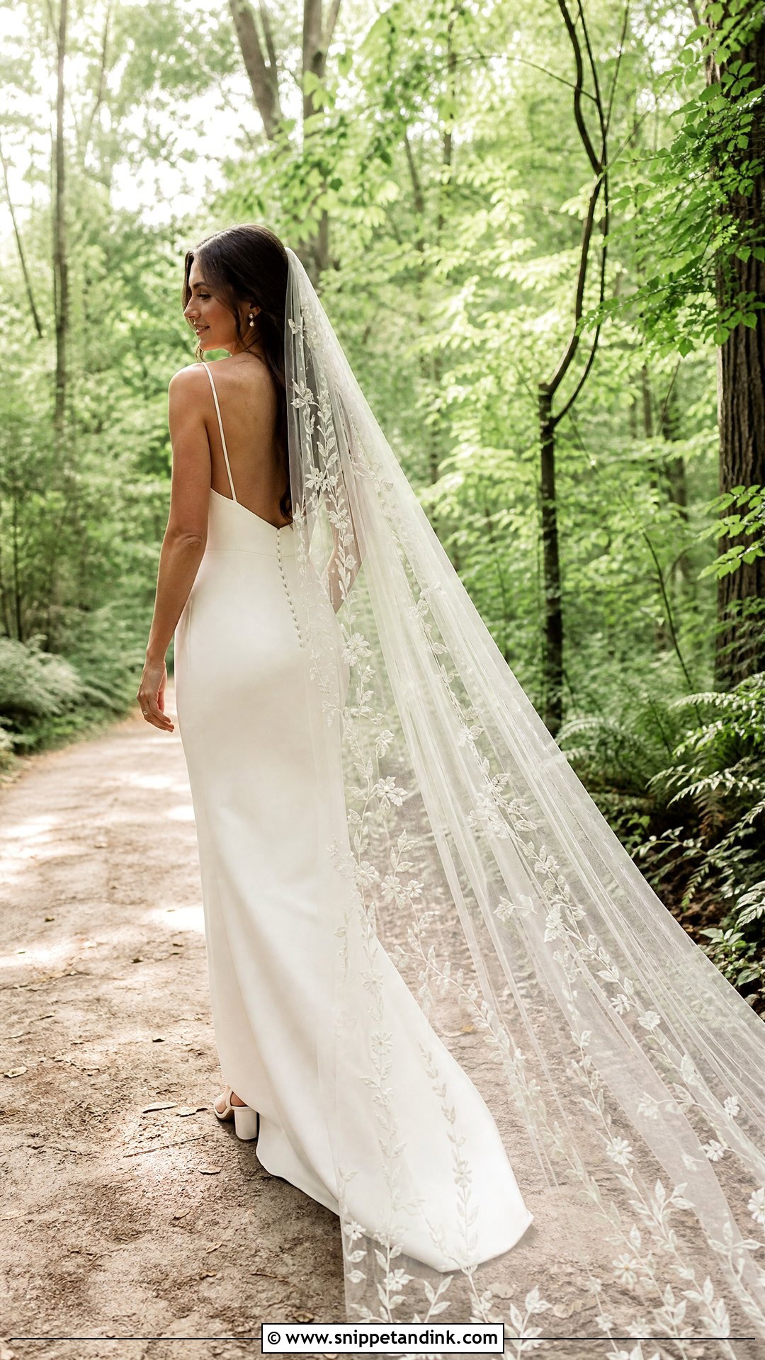 Woodland Wedding Dress With Embroidered Veil - Snippet and Ink - 25 Woodland Wedding Dress Ideas