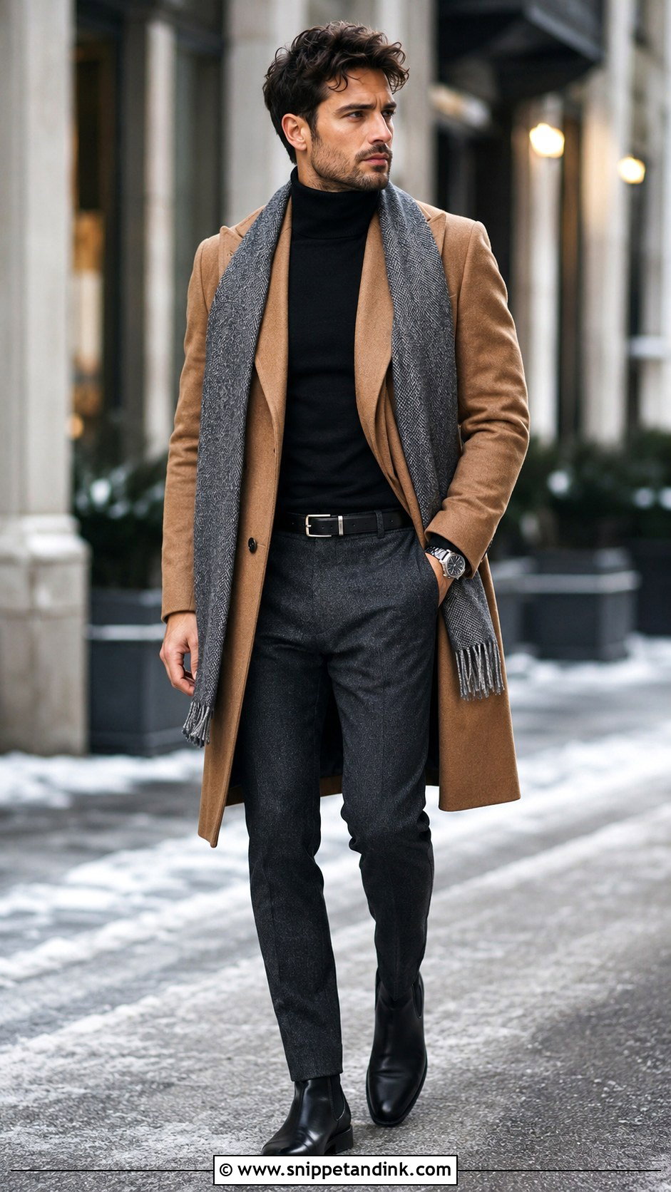 Wool Coat And Turtleneck Bachelor Party Outfit - Snippet and Ink - 20 Bachelor Party Outfit Ideas