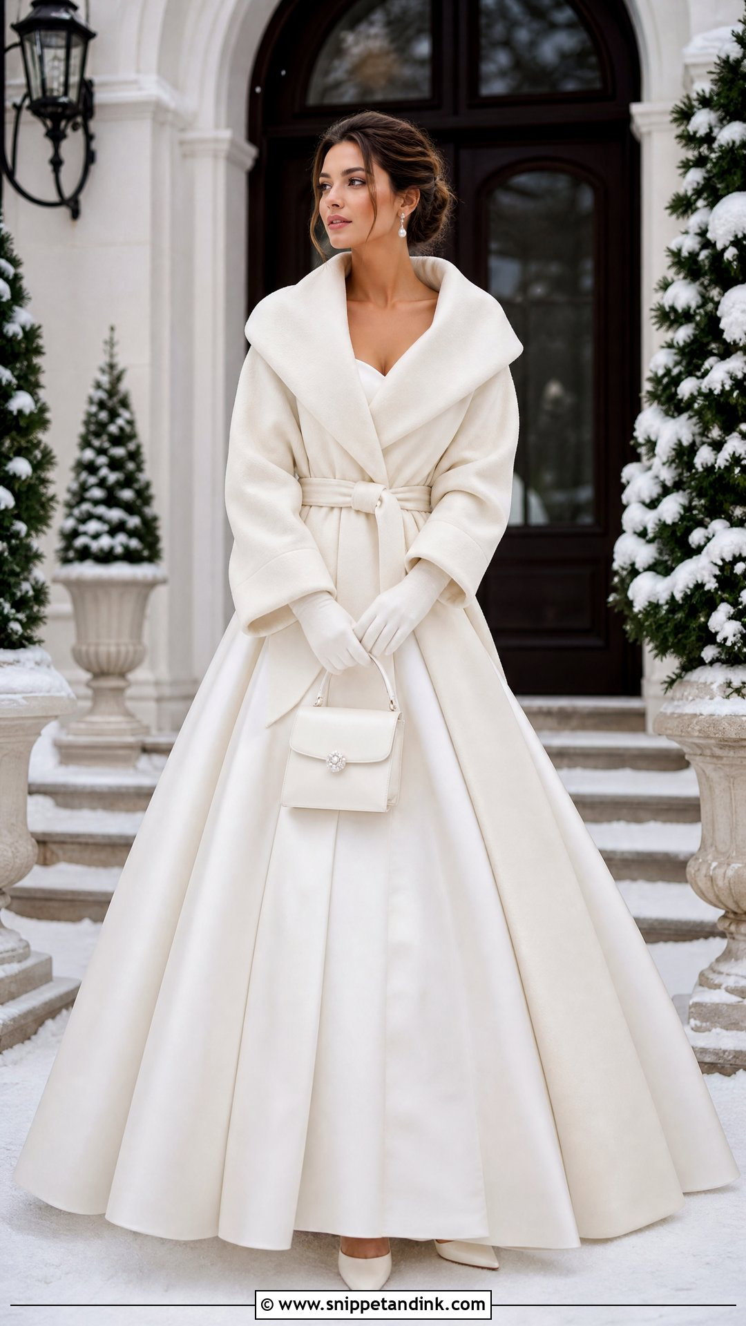 Wool Wrap Coat With Ball Gown Winter Wedding Dress - Snippet and Ink - 25 Winter Wedding Dress Coverups Ideas