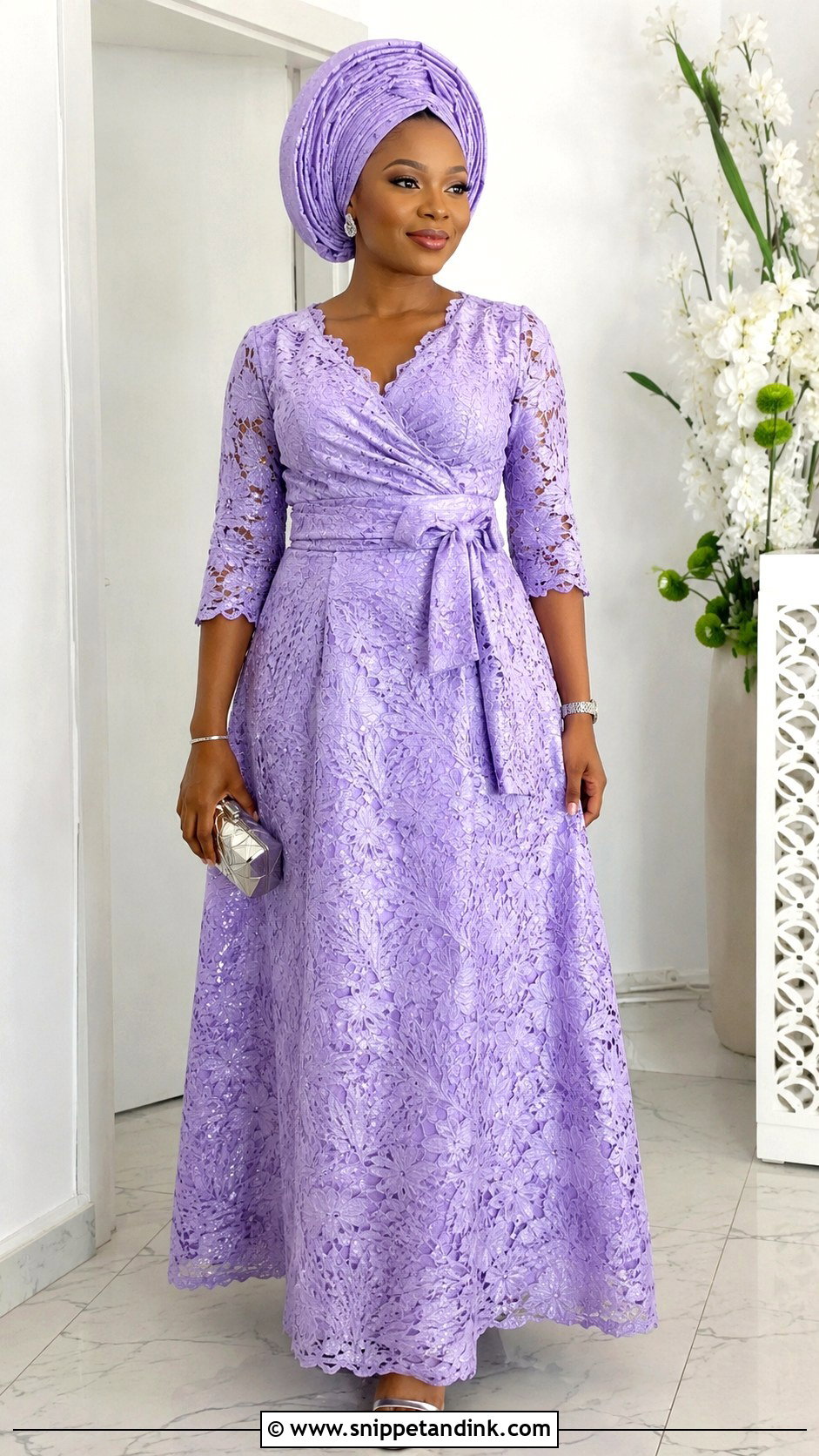 Wrap Aso Ebi Lace Gown - Snippet and Ink - 25 Simple Aso Ebi Lace Gown Styles
