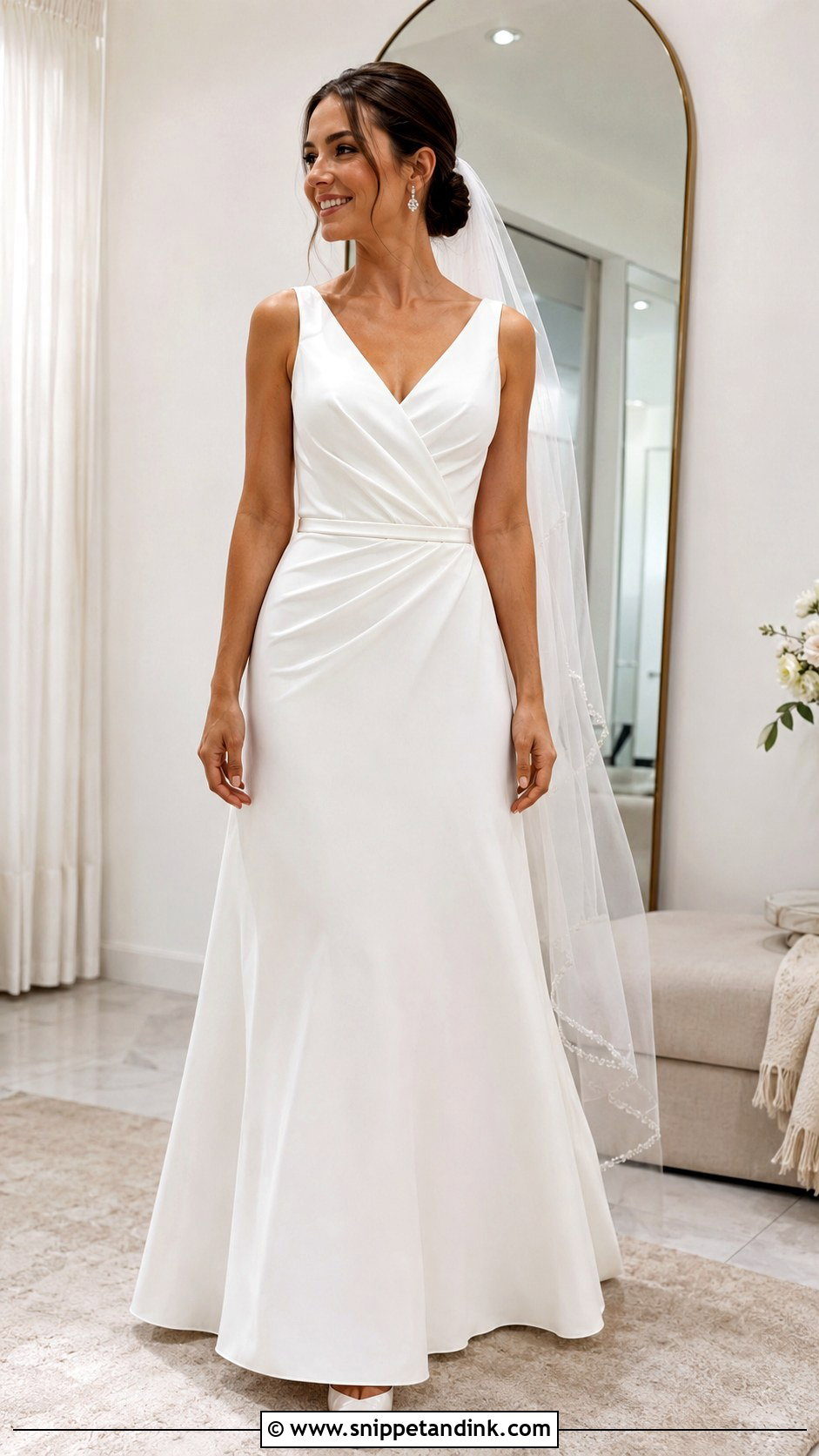 Wrap Bodice A Line Wedding Dress - Snippet and Ink - 20 Broad Shoulder Wedding Dress Ideas