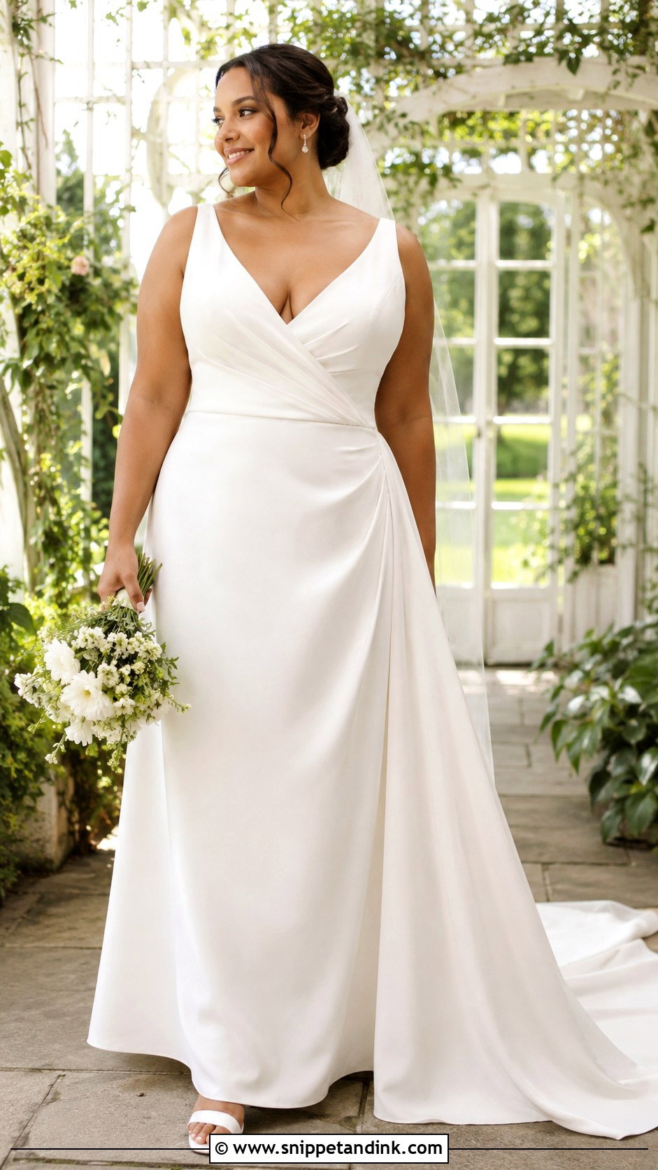 Wrap Bodice A Line Wedding Gown - Snippet and Ink - 20 Minimalist Simple Wedding Gown Ideas