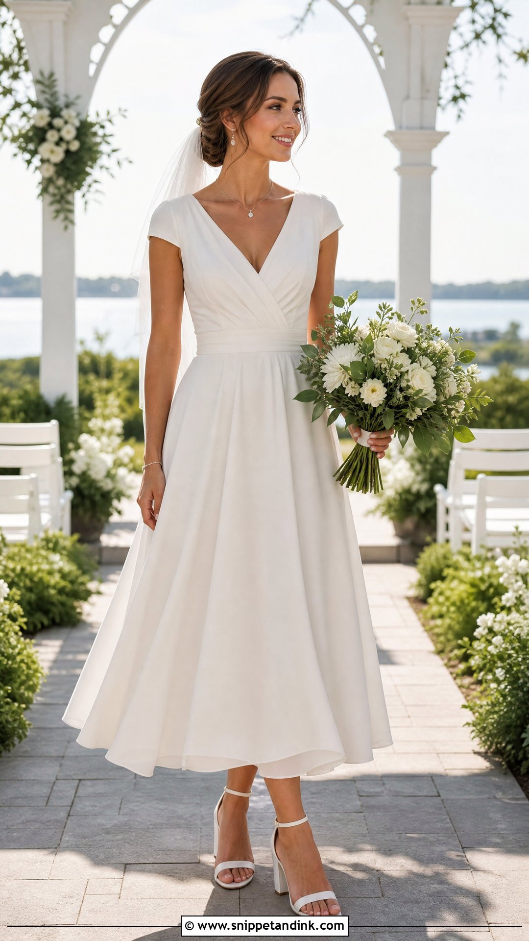 Wrap Bodice Tea Length Wedding Dress - Snippet and Ink - 20 Tea Length Wedding Dresses