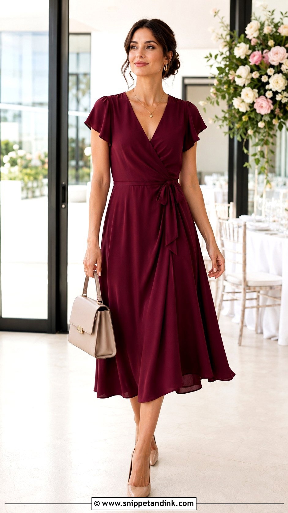 Wrap Cocktail Dress With Pointed Toe Pumps - Snippet and Ink - 20 Cocktail Dresses Wedding