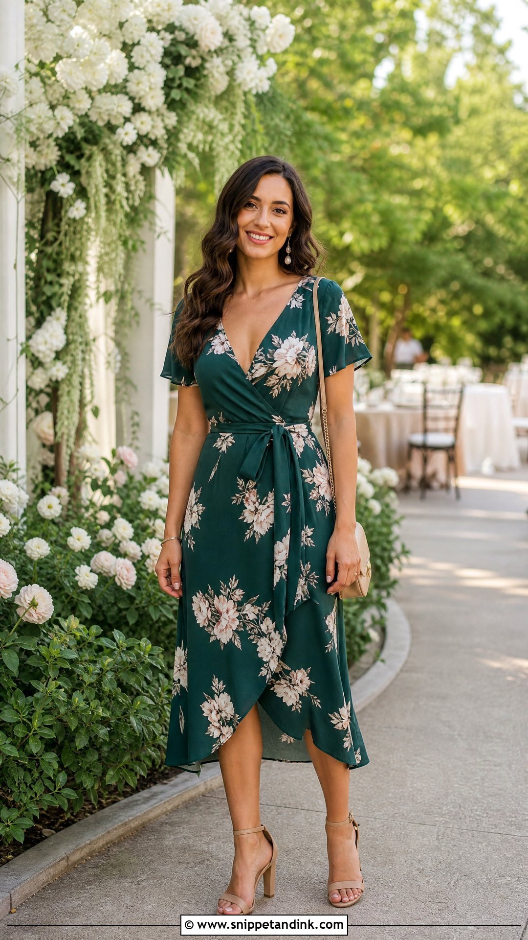 Wrap Dress Wedding Party Outfit - Snippet and Ink - 20 Wedding Party Wear Ideas