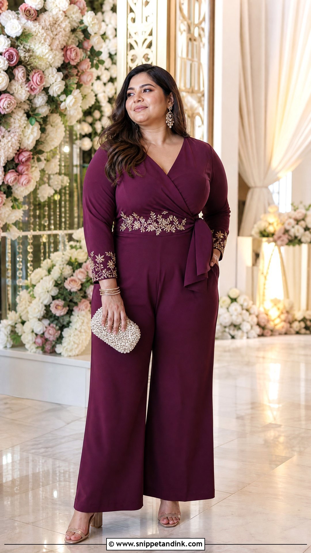 Wrap Front Jumpsuit With Embroidery - Snippet and Ink - 20 Indian Wedding Jumpsuit Ideas