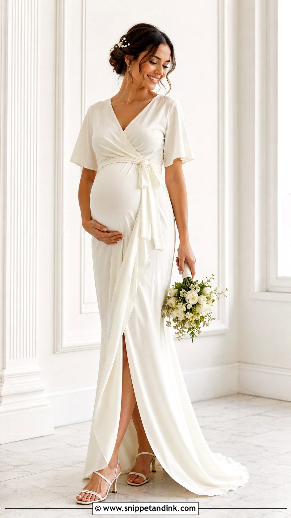Wrap Maternity Wedding Dress - Snippet and Ink - 30 Maternity Wedding Dress Ideas