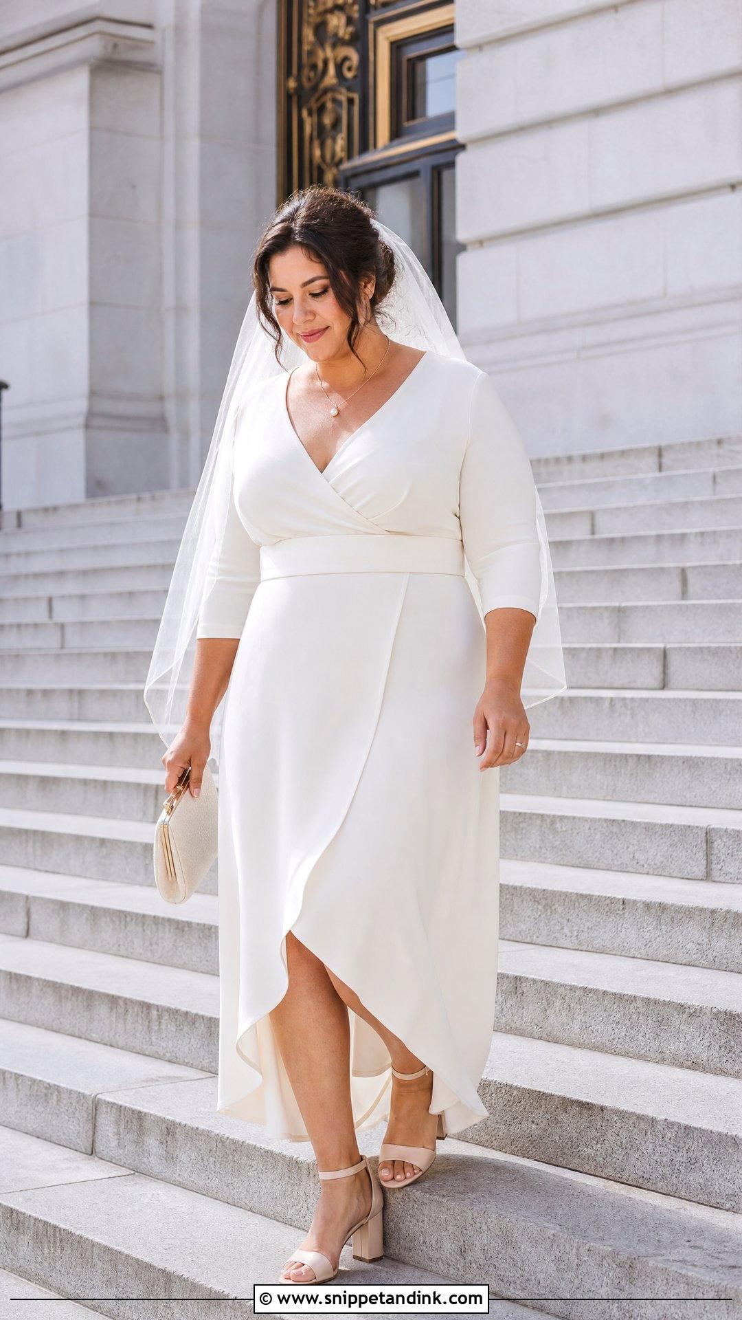 Wrap Midi Town Hall Wedding Dress - Snippet and Ink - 20 Town Hall Wedding Dress Ideas