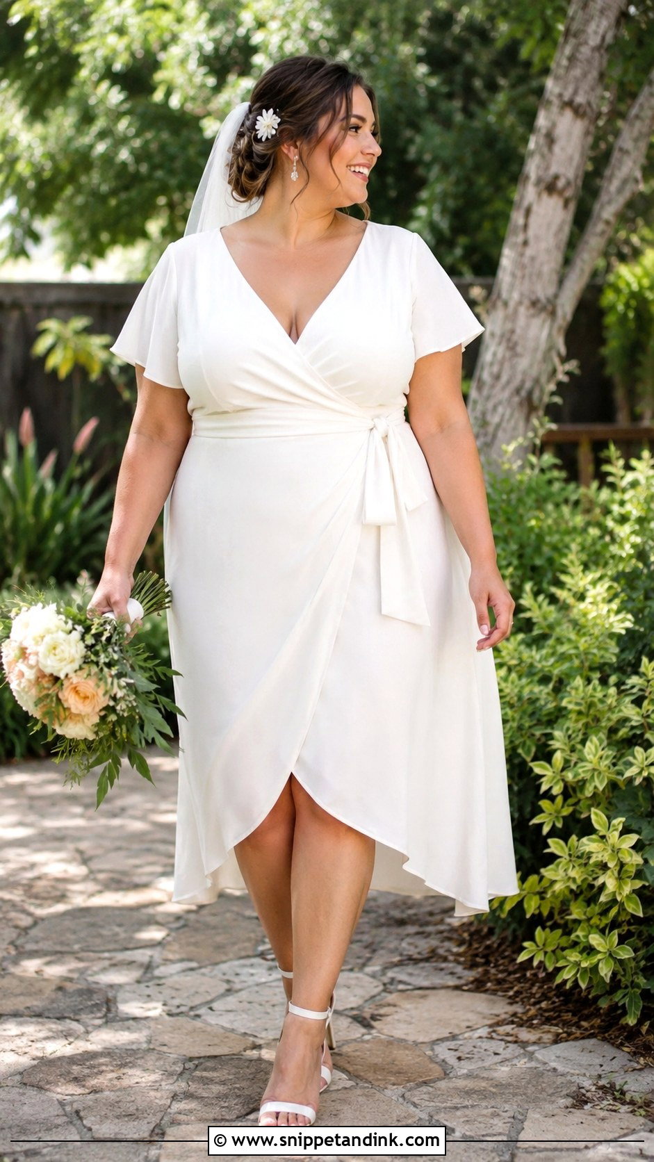 Wrap Midi Wedding Dress - Snippet and Ink - 20 Midi Length Wedding Dress Ideas