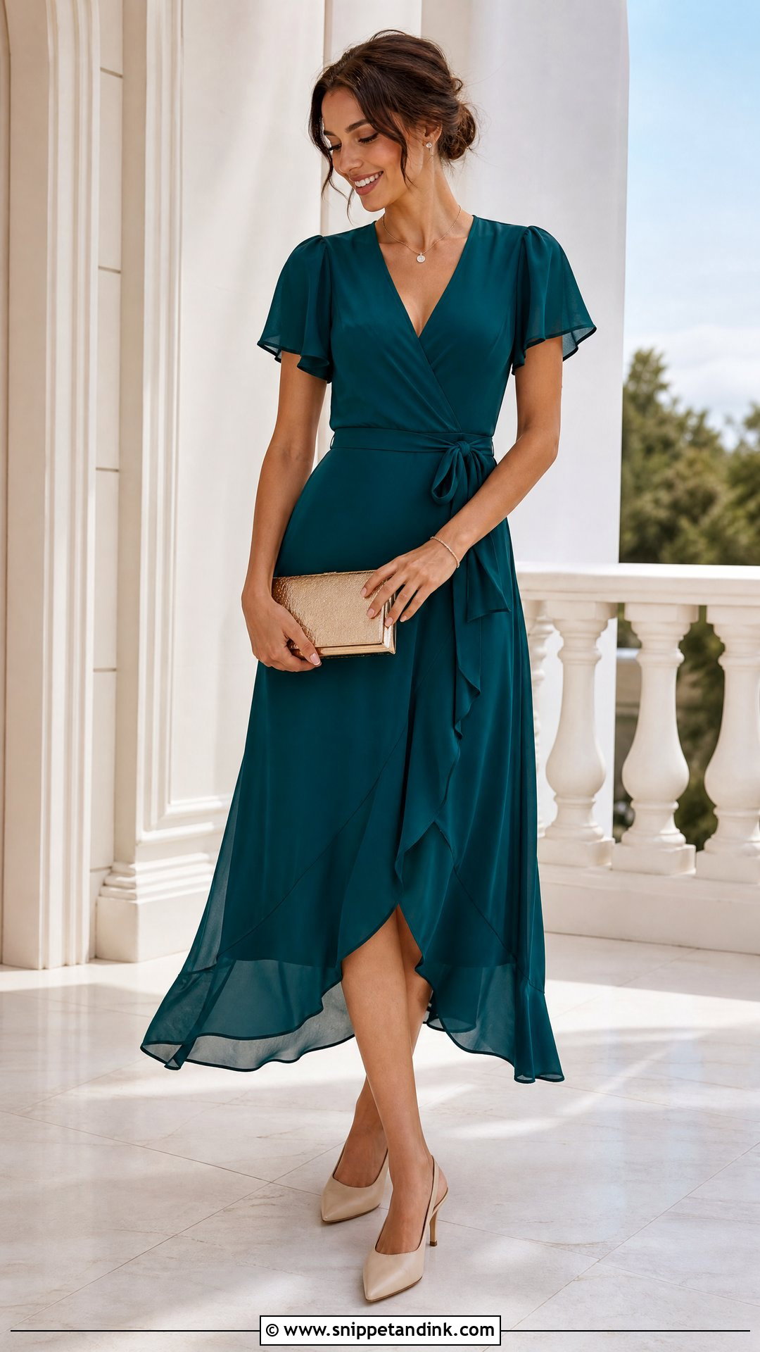 Wrap Midi Wedding Guest Dress - Snippet and Ink - 20 Party Dresses for Women Wedding