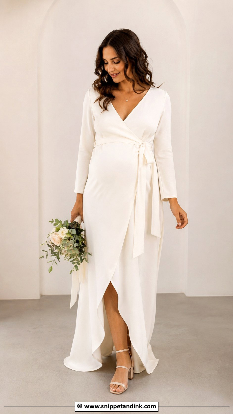 Wrap Pregnant Wedding Dress - Snippet and Ink - 30 Pregnant Wedding Dress Ideas