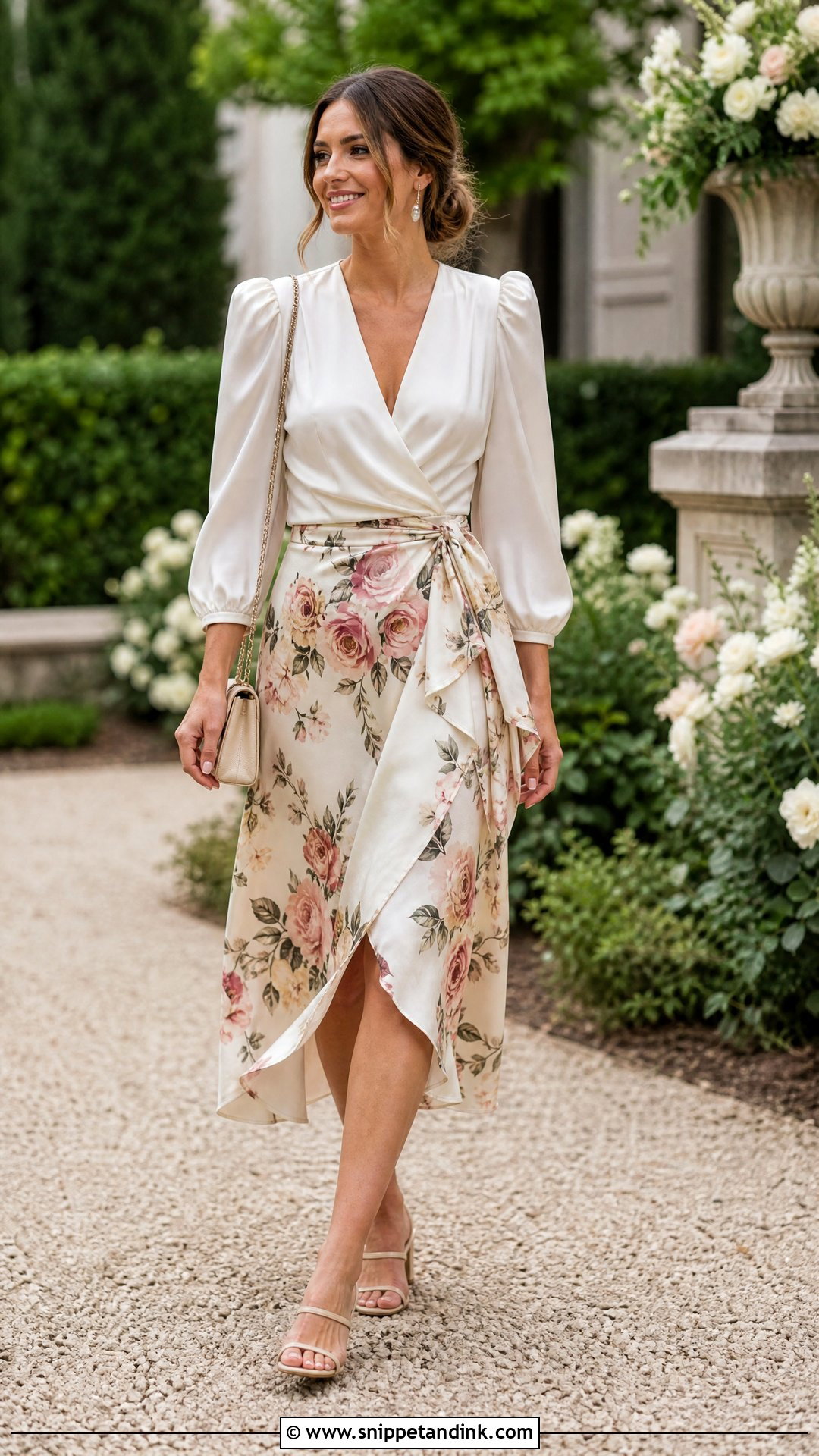 Wrap Skirt and Puff Sleeve Blouse Wedding Outfit - Snippet and Ink - 20 Skirt and Top Outfits for Wedding