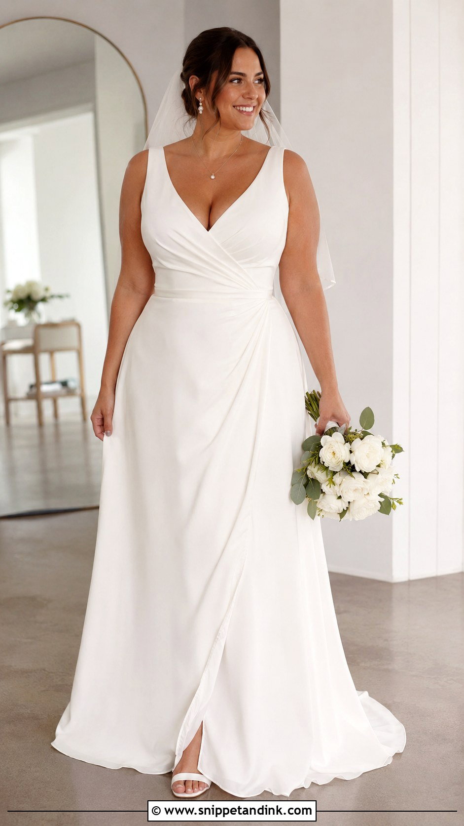 Wrap Style A Line Wedding Dress - Snippet and Ink - 20 Big Bust Wedding Dresses