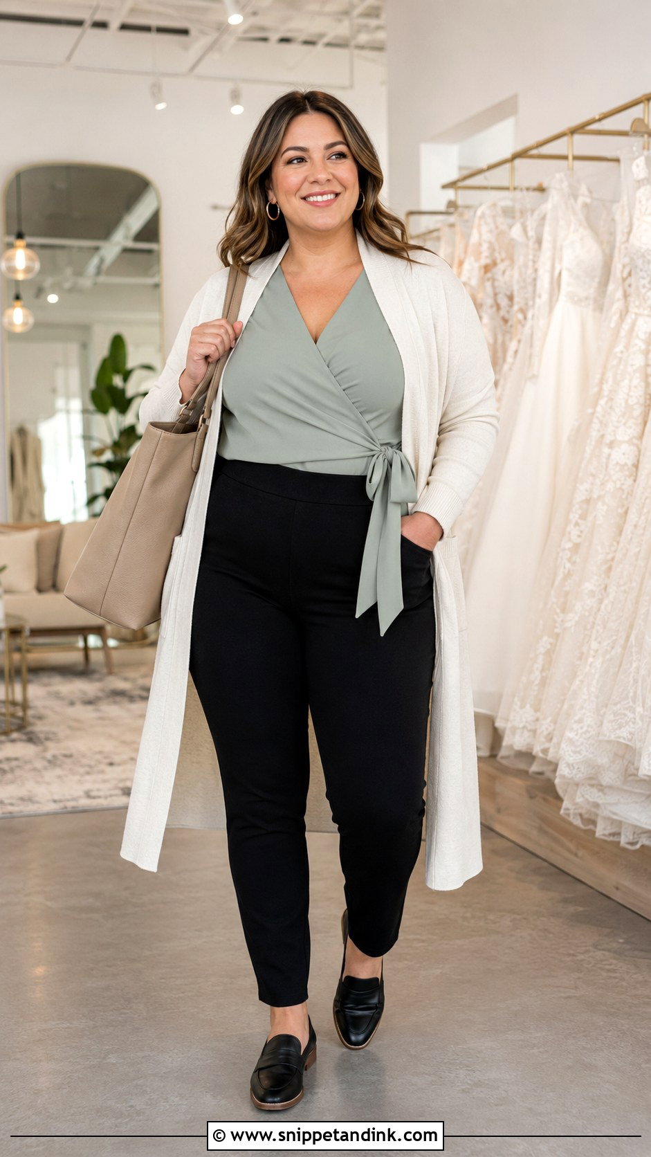 Wrap Top And Ponte Pants Bridal Appointment Outfit - Snippet and Ink - 20 Bridal Appointment Outfit Ideas