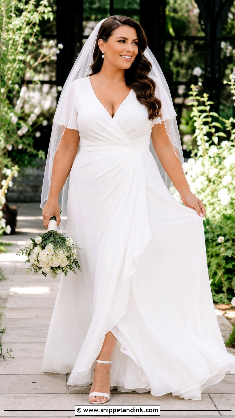 Wrap Wedding Dress With Draped Waist - Snippet and Ink - 20 Wedding Dresses for Midsize Brides