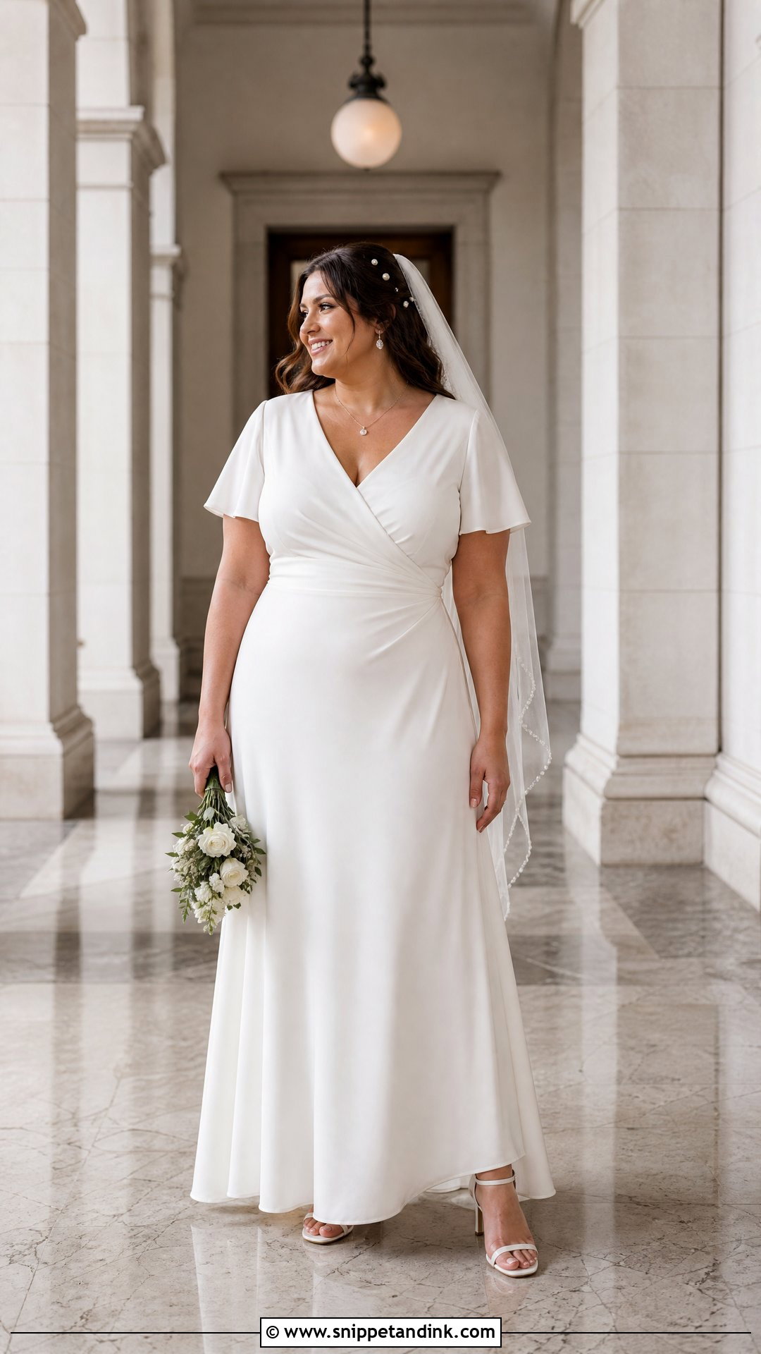Wrap Wedding Dress With Short Sleeves - Snippet and Ink - 20 Wedding Dress for Big Arms Ideas