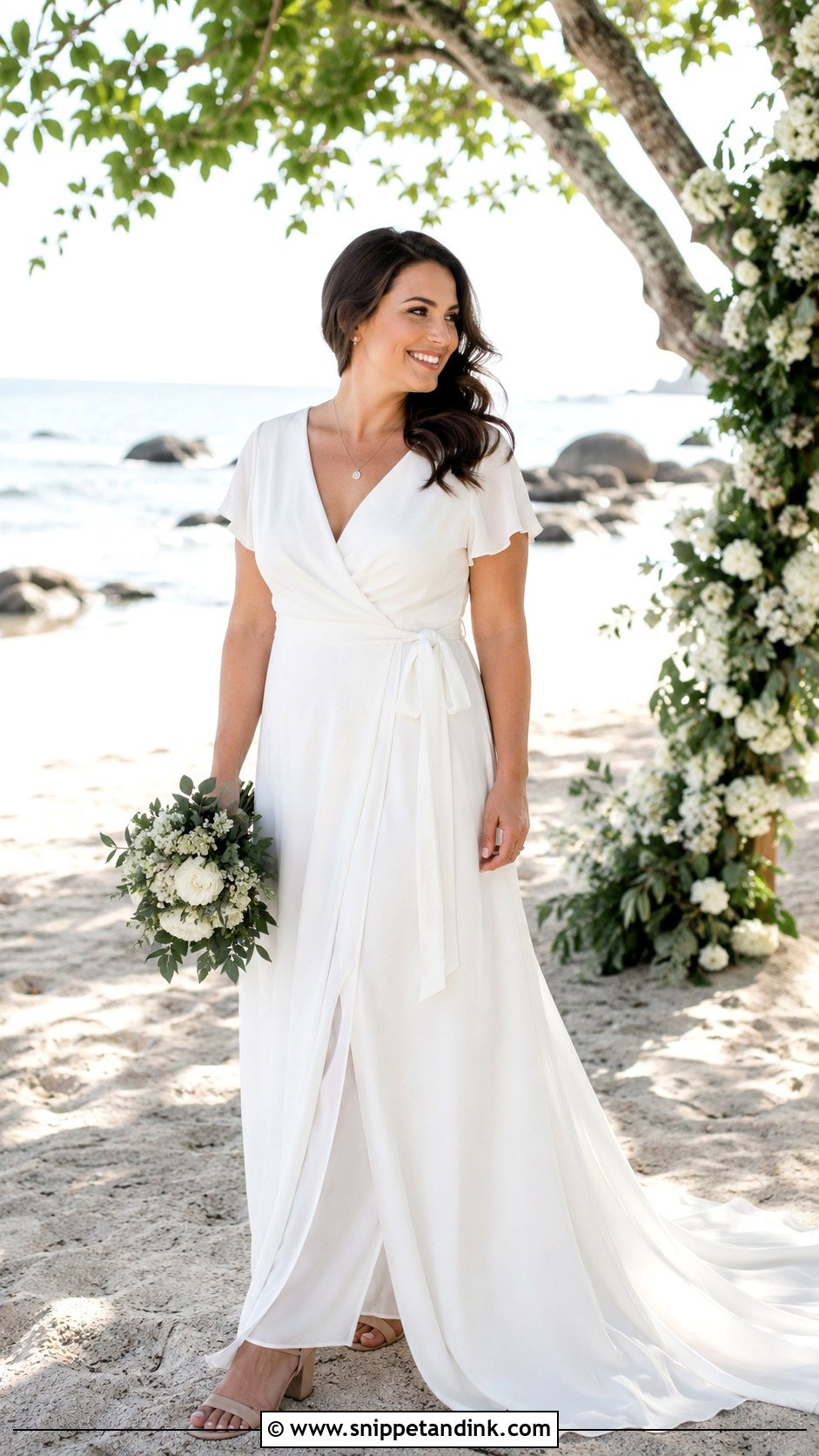 Wrap Wedding Dress With V Neckline - Snippet and Ink - 30 Midsize Wedding Dress Ideas