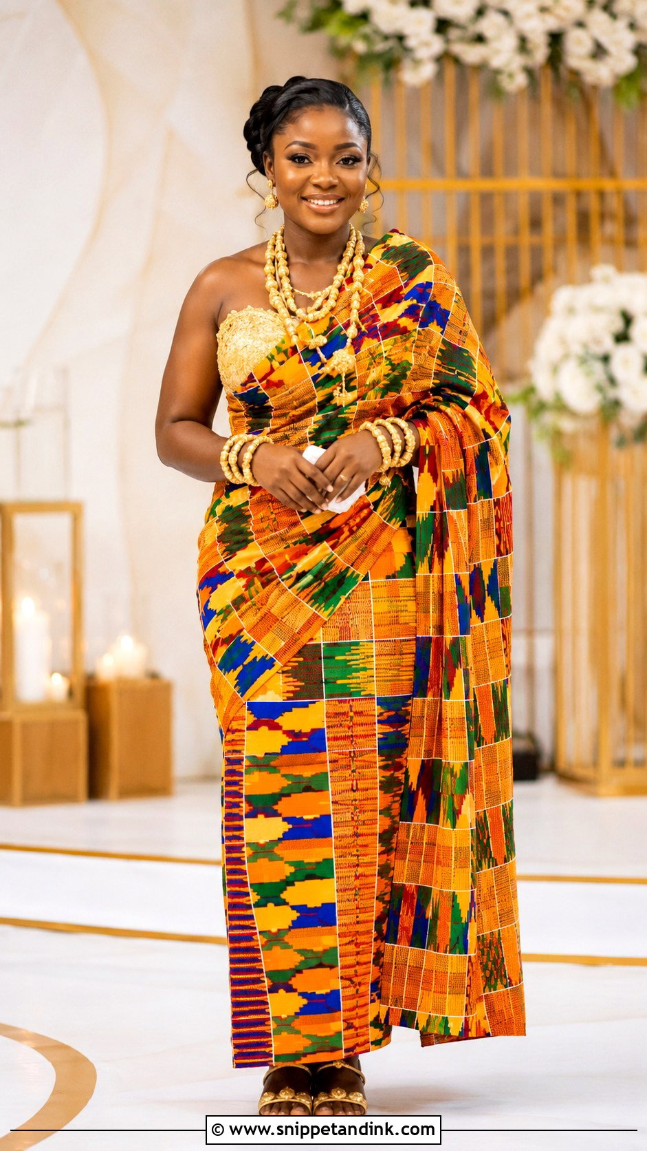 Wrapped Kente Bridal Dress - Snippet and Ink - 20 Ghanian Wedding Dress Ideas