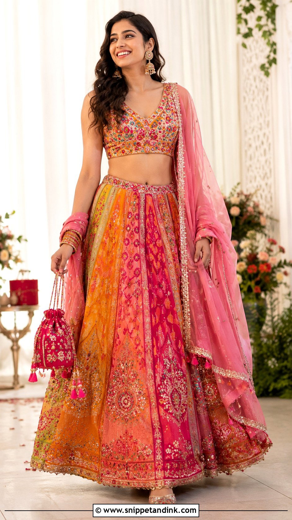 Wrist Loop Lengha Drape - Snippet and Ink - 20 Lengha Draping Styles