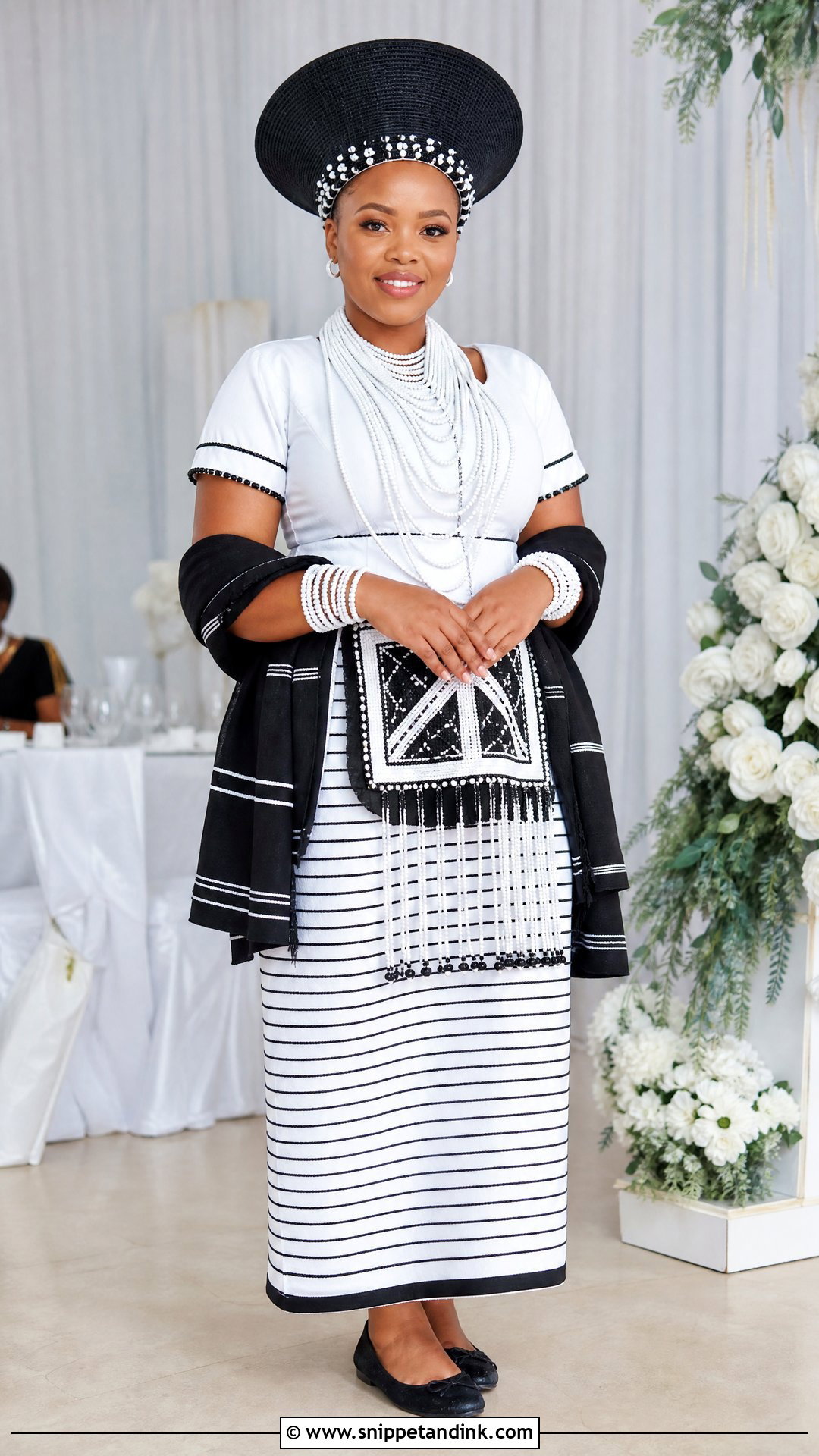 Xhosa Bride Attire With Black Iqhiya - Snippet and Ink - 20 Xhosa Bride Traditional Attire Ideas
