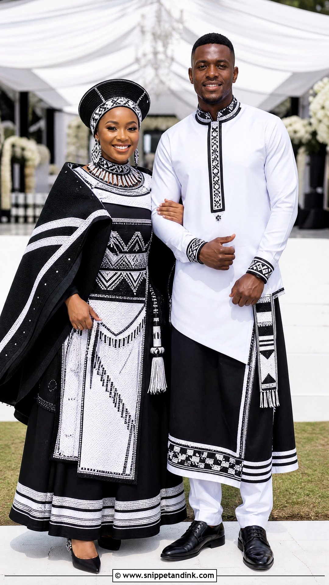 Xhosa Bride Attire With Matching Groom Outfit - Snippet and Ink - 20 Xhosa Bride Traditional Attire Ideas