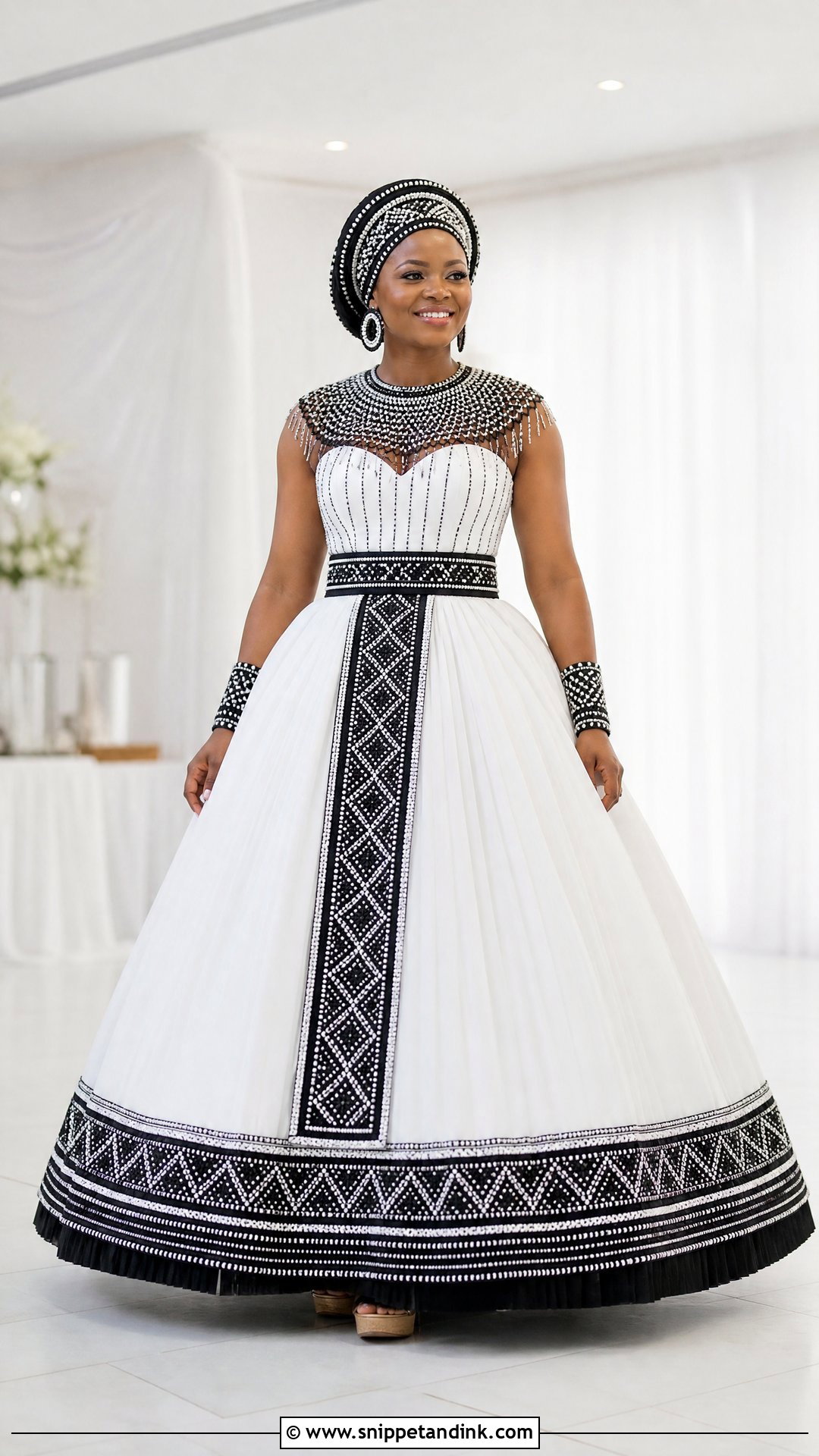 Xhosa Bride Ball Gown With Beadwork - Snippet and Ink - 20 Xhosa Bride Traditional Attire Ideas