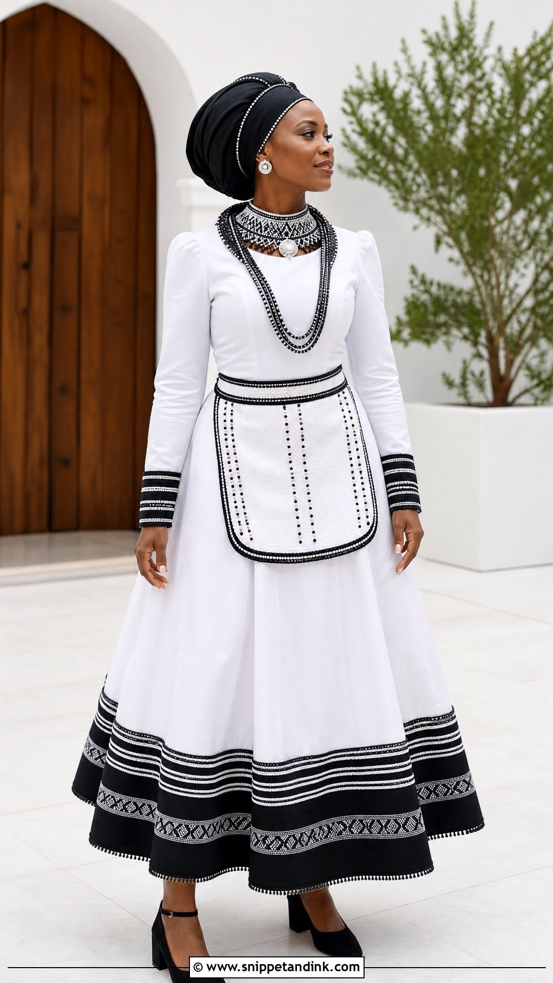 Xhosa Bride Long Sleeve Traditional Dress - Snippet and Ink - 20 Xhosa Bride Traditional Attire Ideas