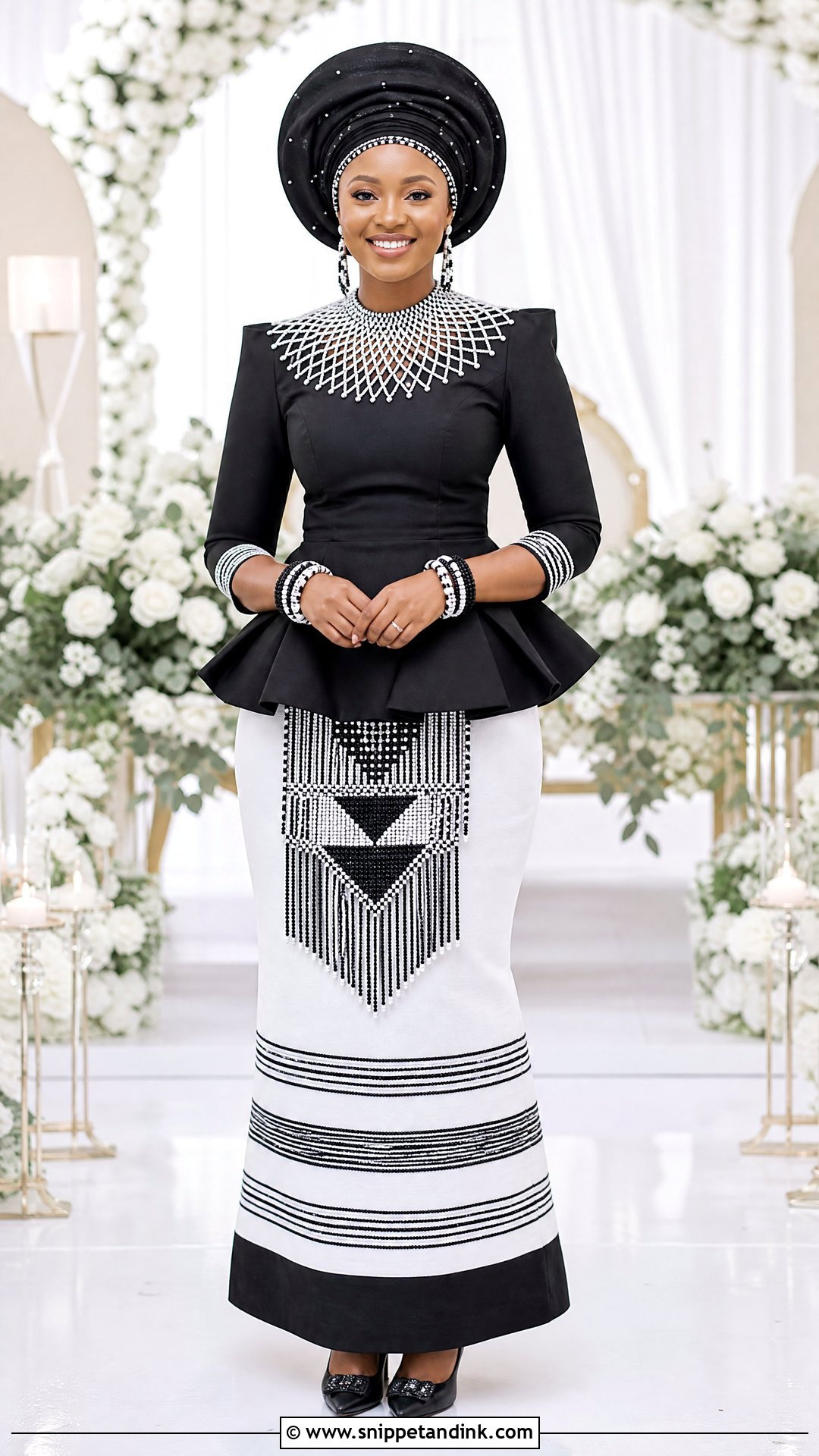 Xhosa Bride Peplum Top And Long Skirt - Snippet and Ink - 20 Xhosa Bride Traditional Attire Ideas
