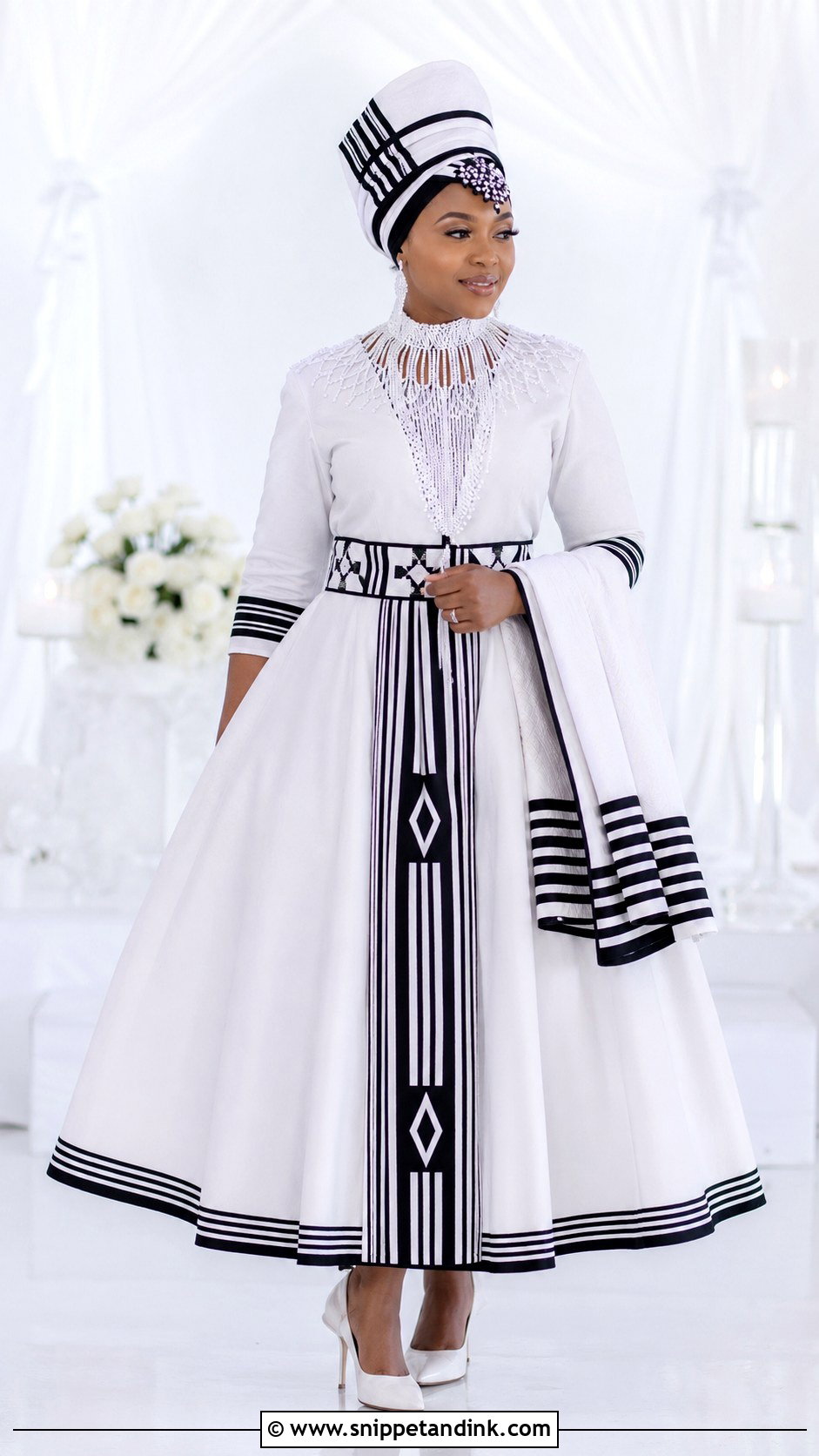 Xhosa Dress With Doek - Snippet and Ink - 25 Xhosa Traditional Wedding Dresses