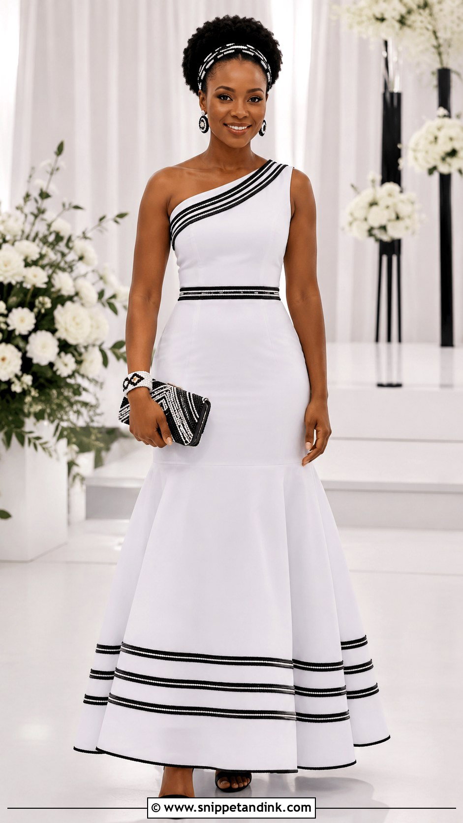 Xhosa Inspired Black And White Bridesmaid Dress - Snippet and Ink - 20 African Bridal Maids Dresses Style